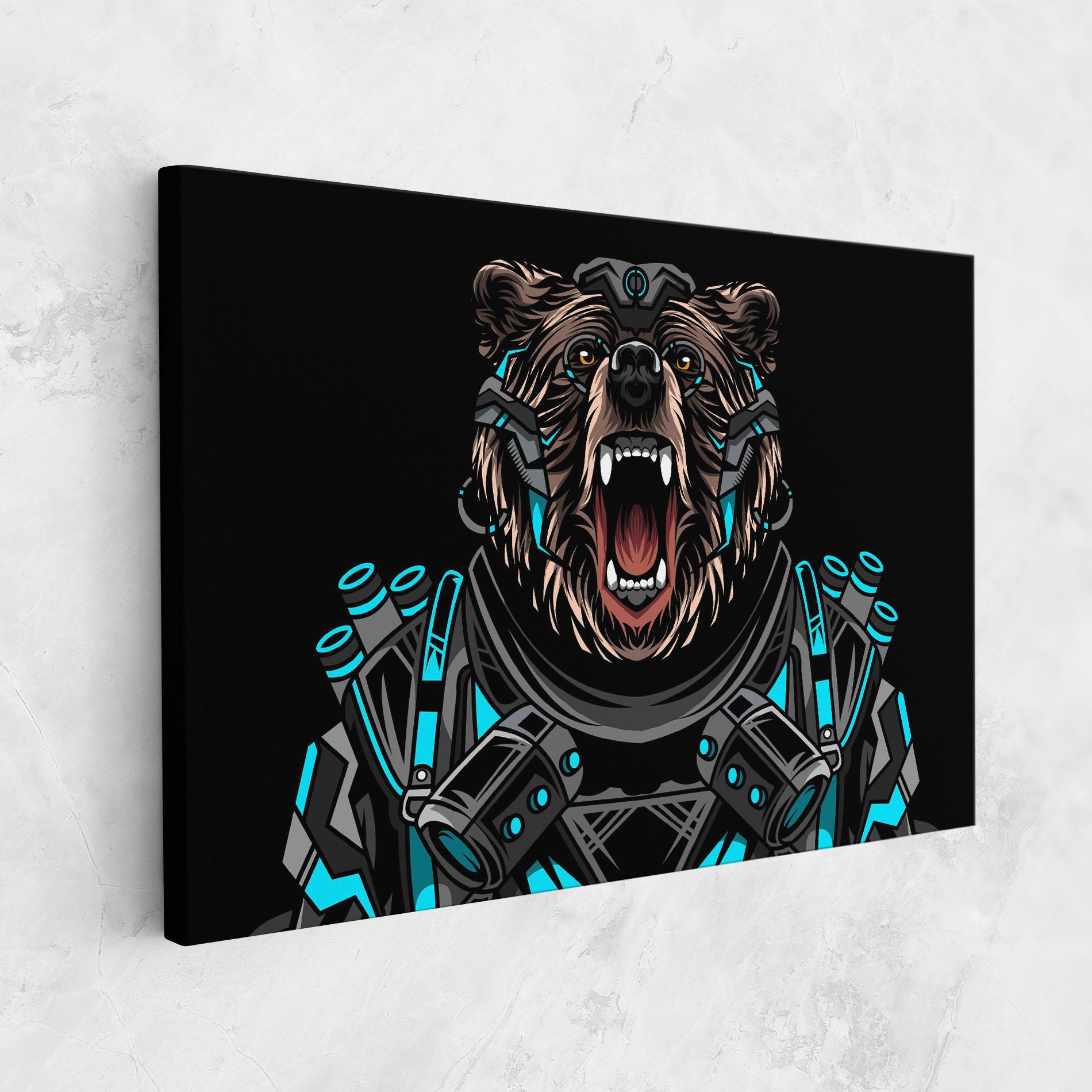 Картина на платно Black Cyborg Bear mockup 1