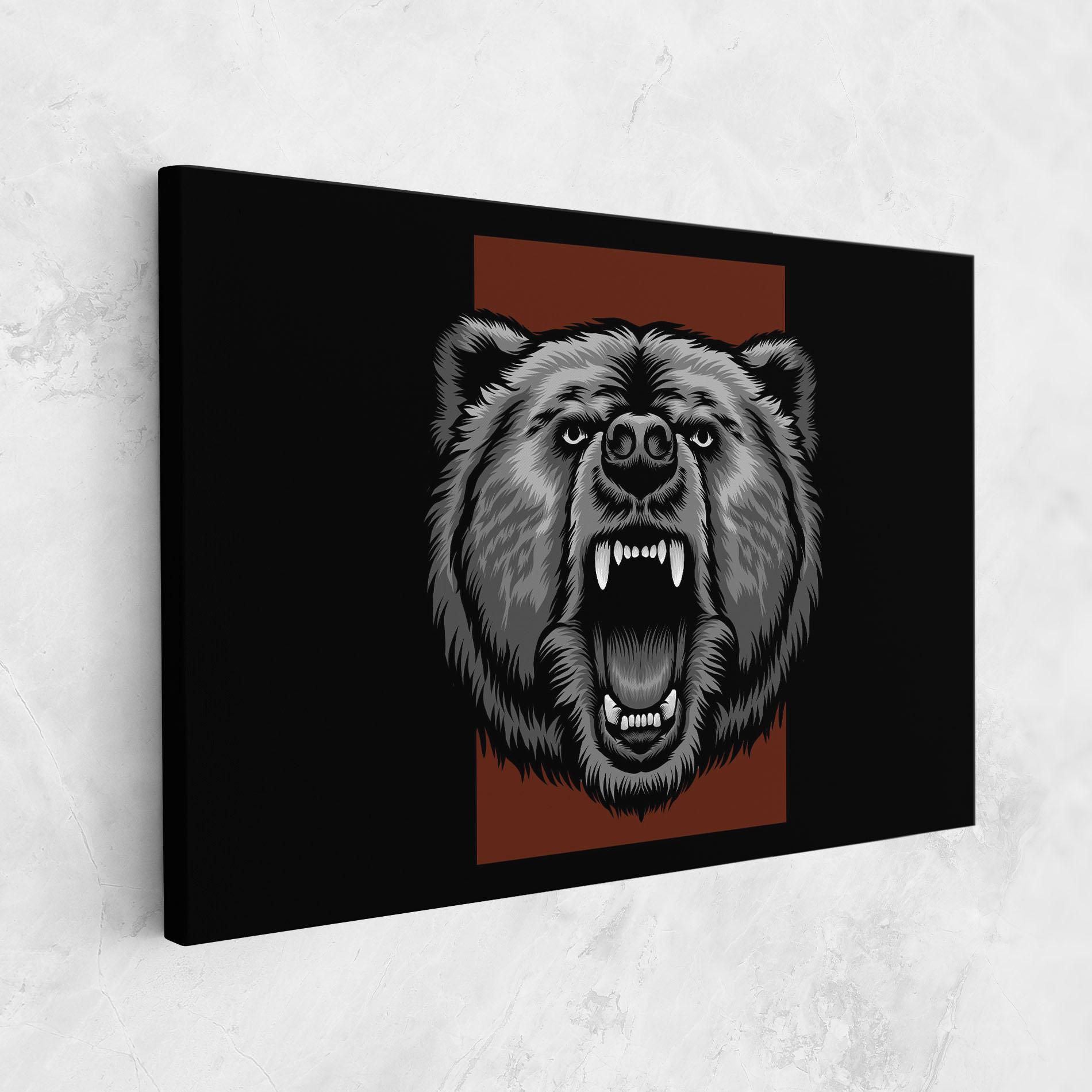 Картина на платно Grey Bear Head mockup 1
