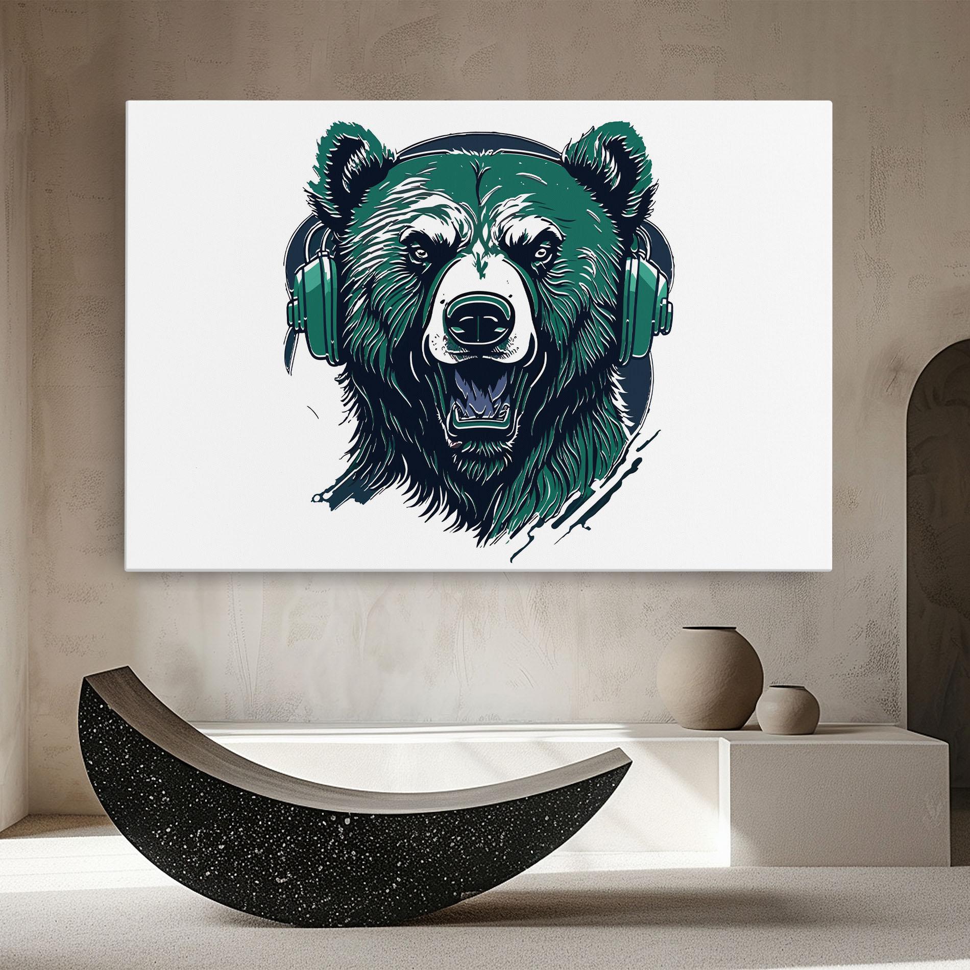 Картина на платно Green Music Bear mockup 8