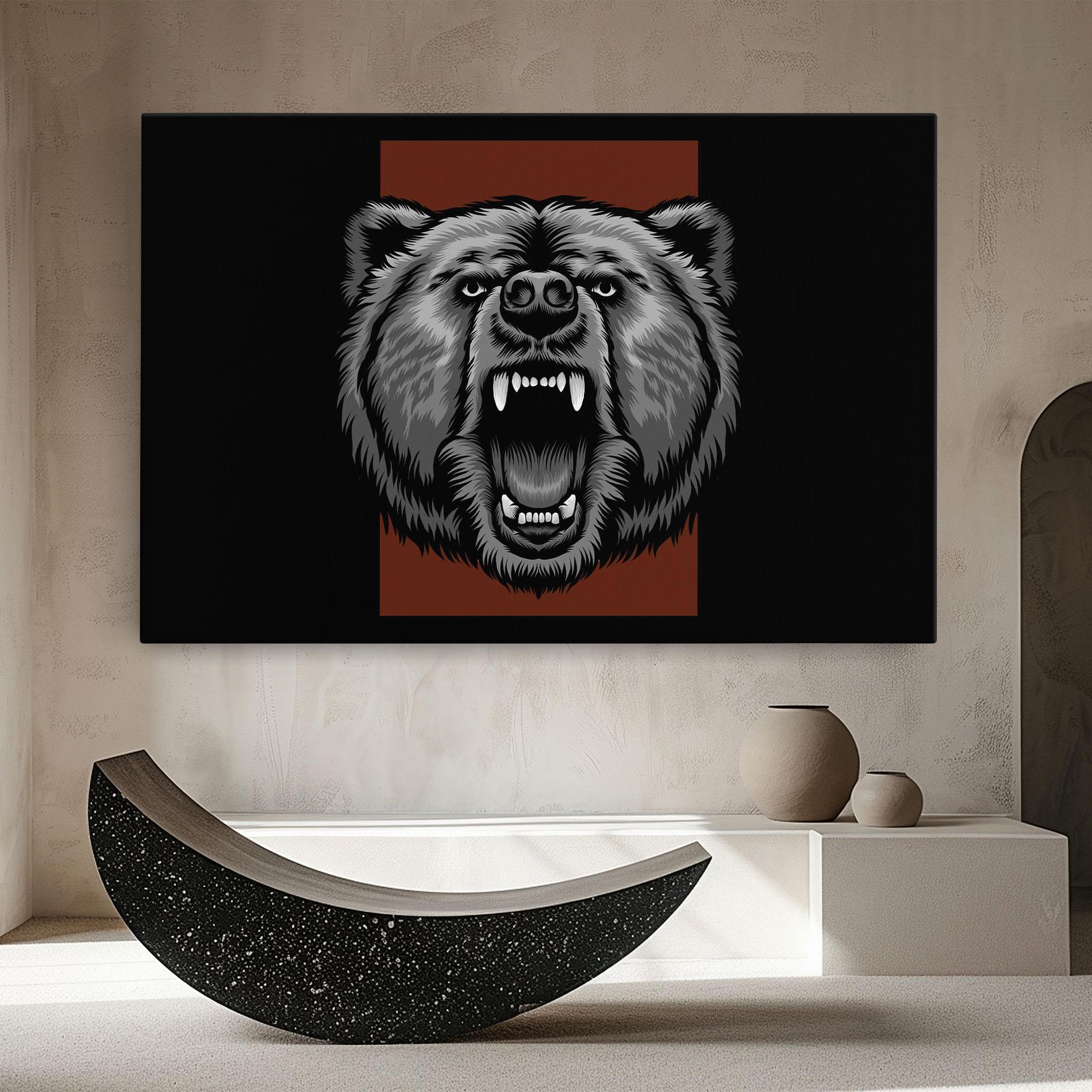 Картина на платно Grey Bear Head mockup 8
