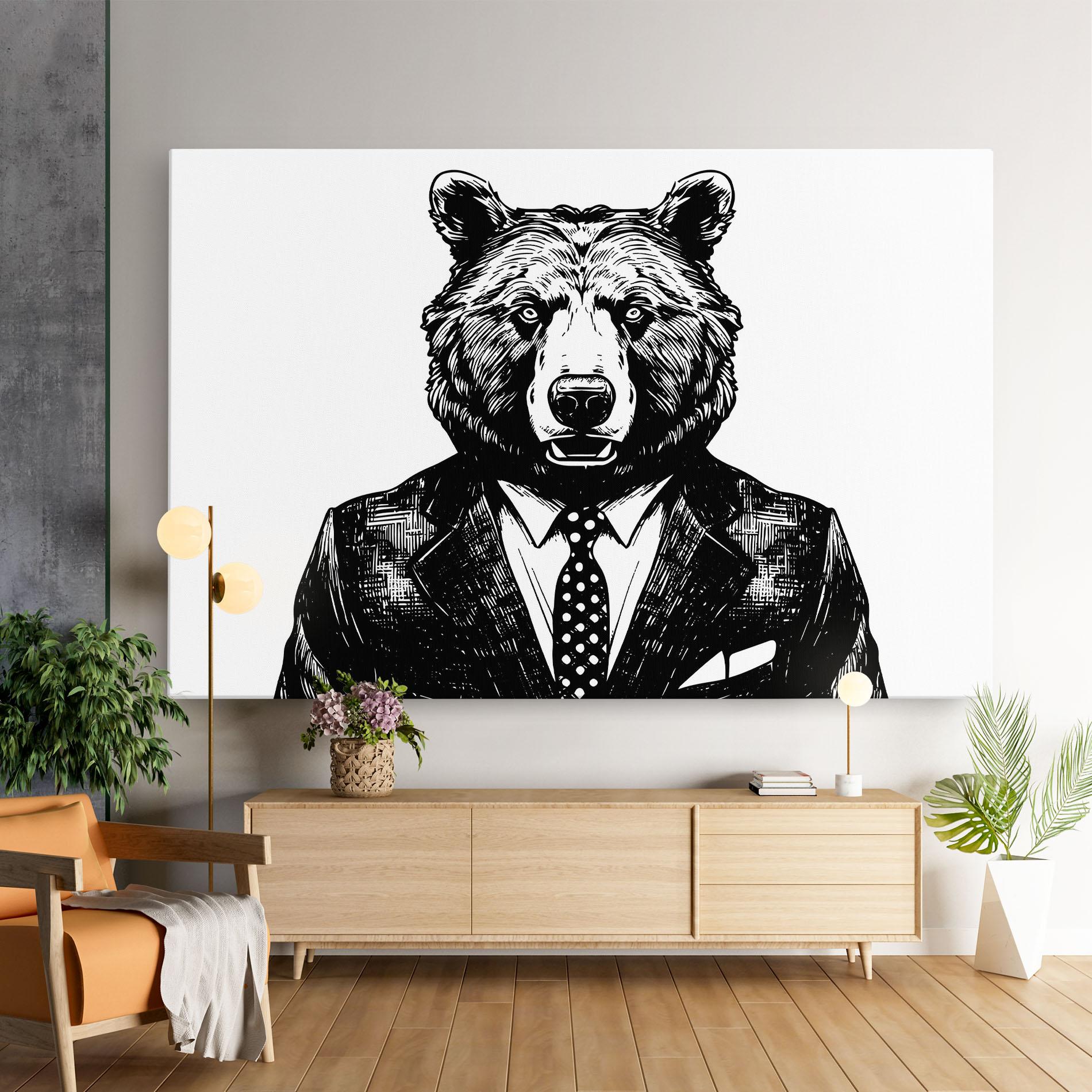 Картина на платно Bear In Suit mockup 9