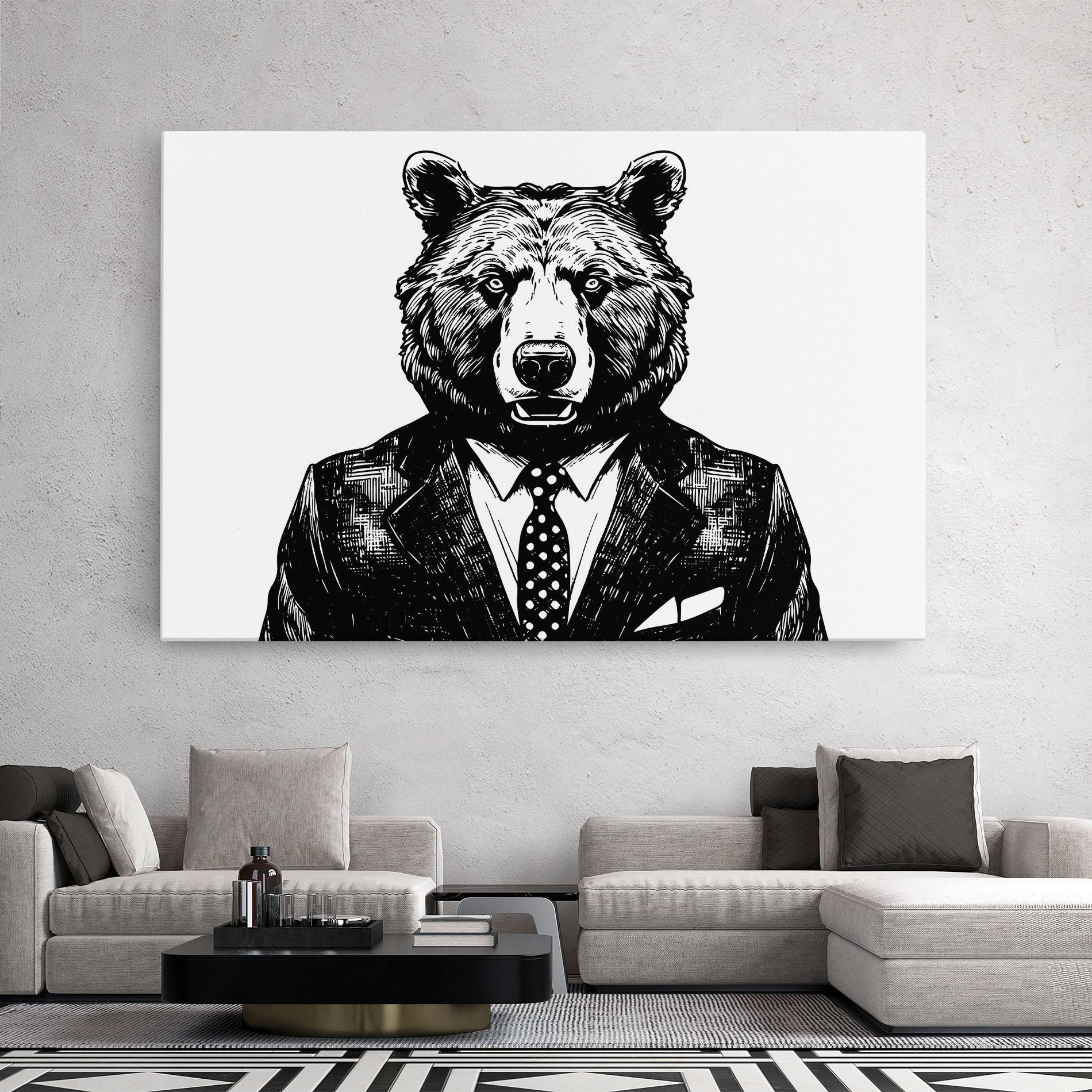 Картина на платно Bear In Suit mockup 2