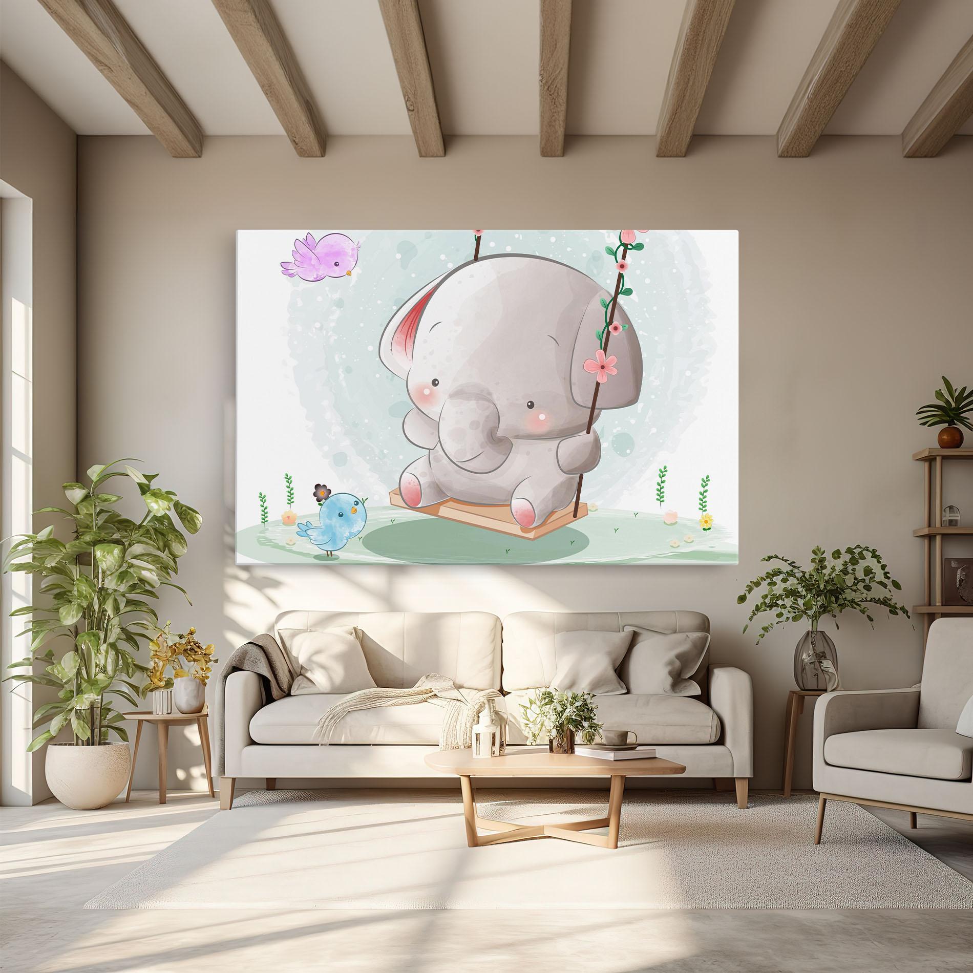 Картина на платно Bird Baby Elephant mockup 6