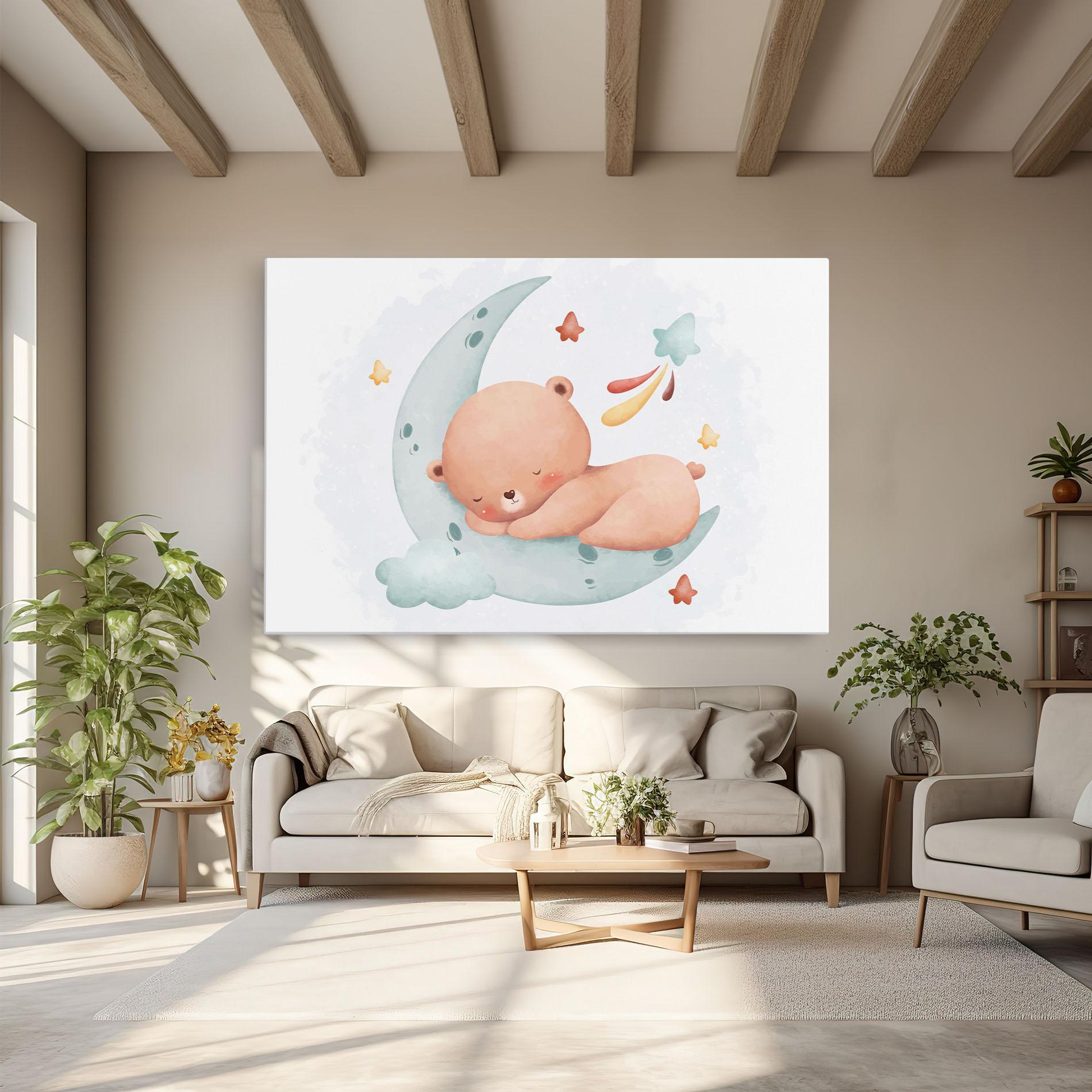 Картина на платно Blue Moon Bear mockup 6