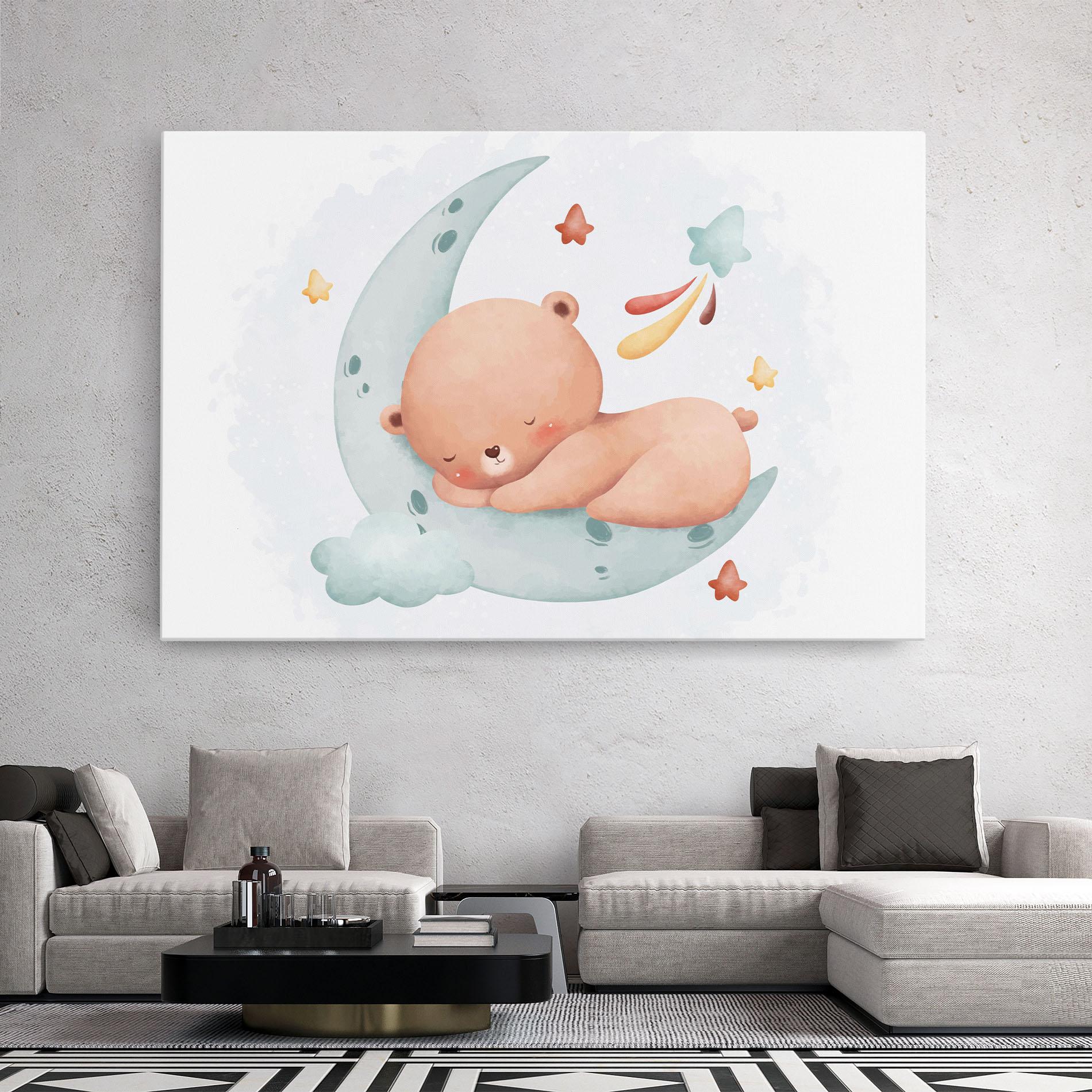 Картина на платно Blue Moon Bear mockup 2