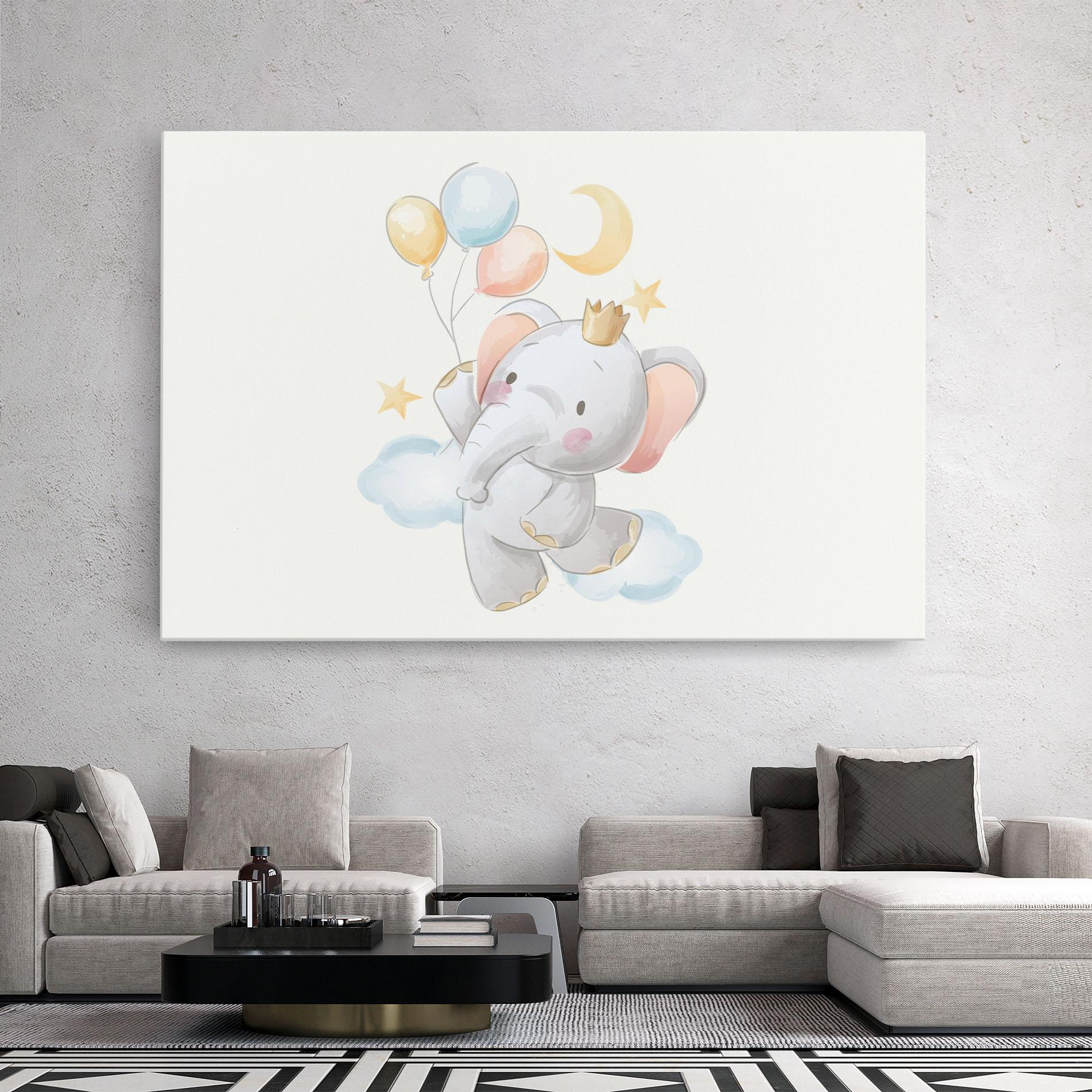 Картина на платно Elephant Flying mockup 2