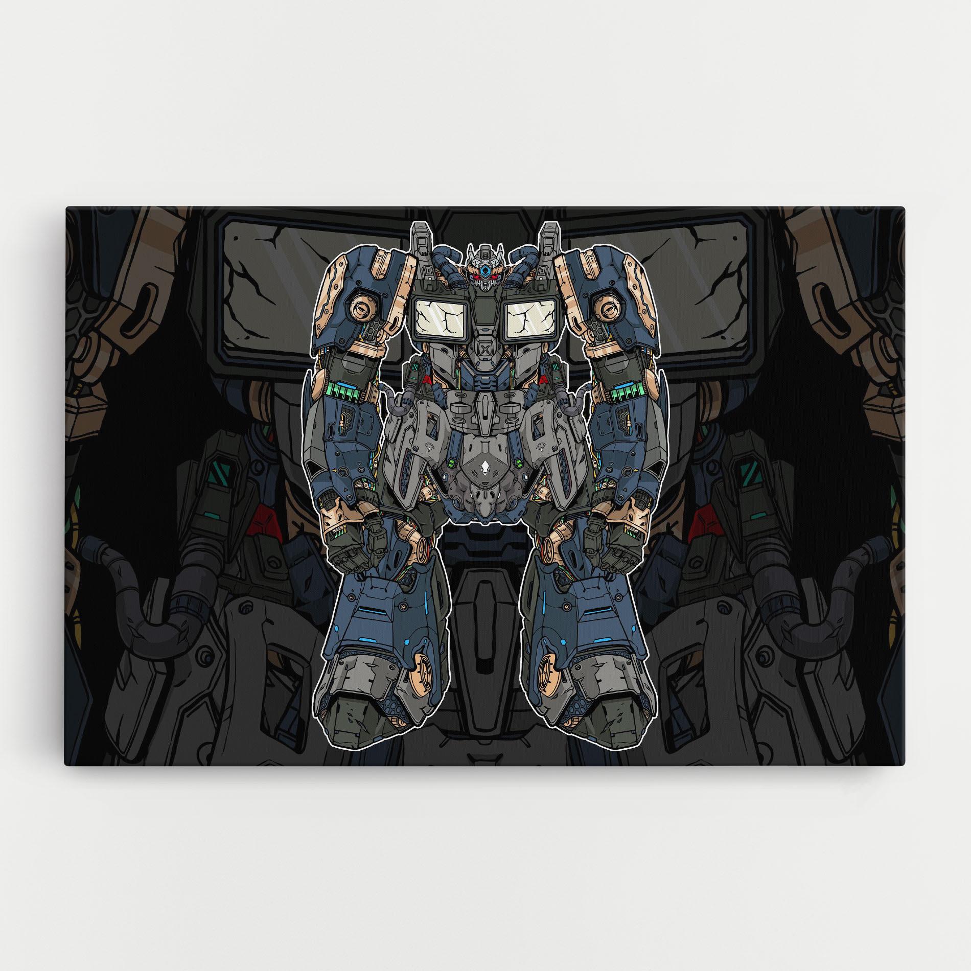 Картина на платно Blue Green Robot mockup 0