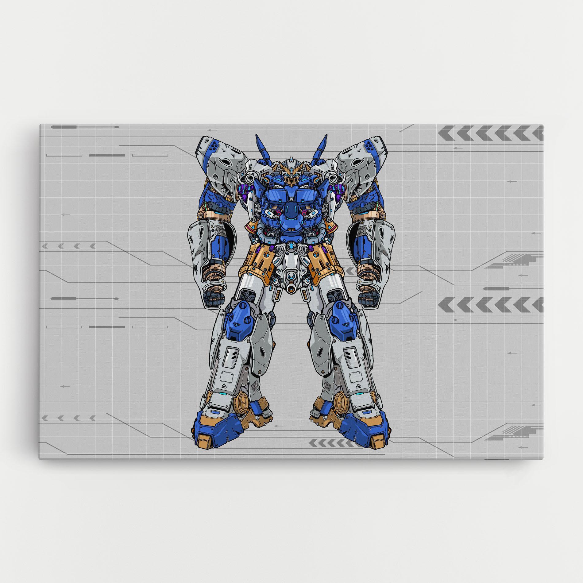 Картина на платно Blue Yellow Robot mockup 0