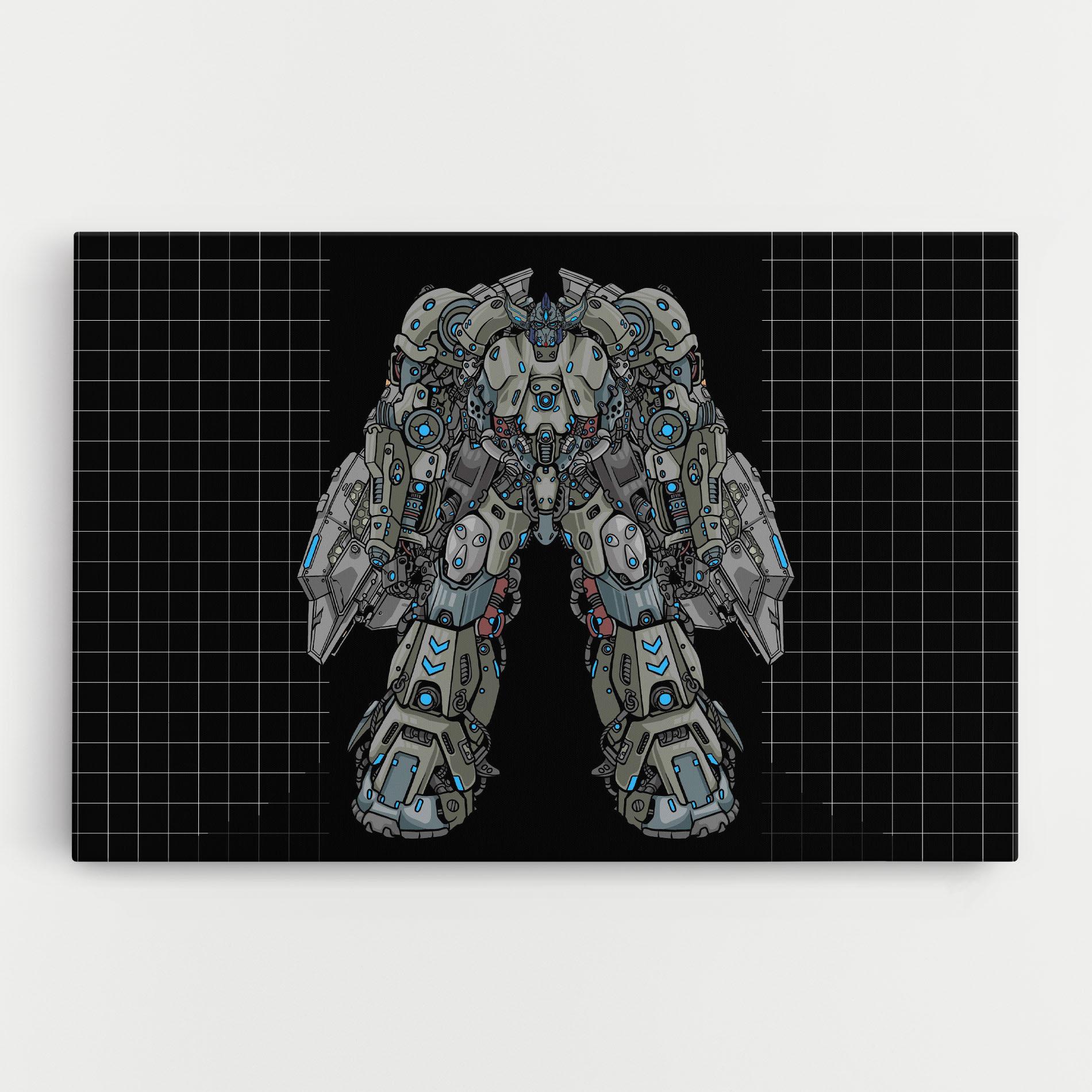 Картина на платно Grey Blue Robot mockup 0