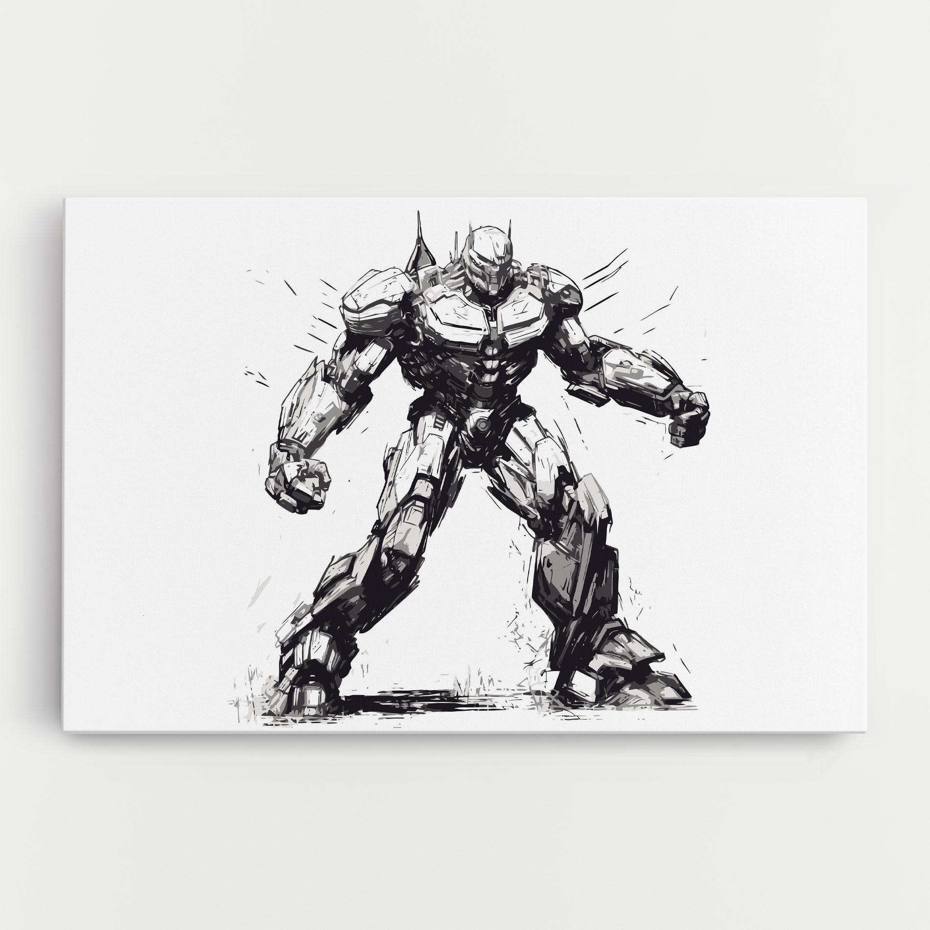 Картина на платно Grey White Robot mockup 0