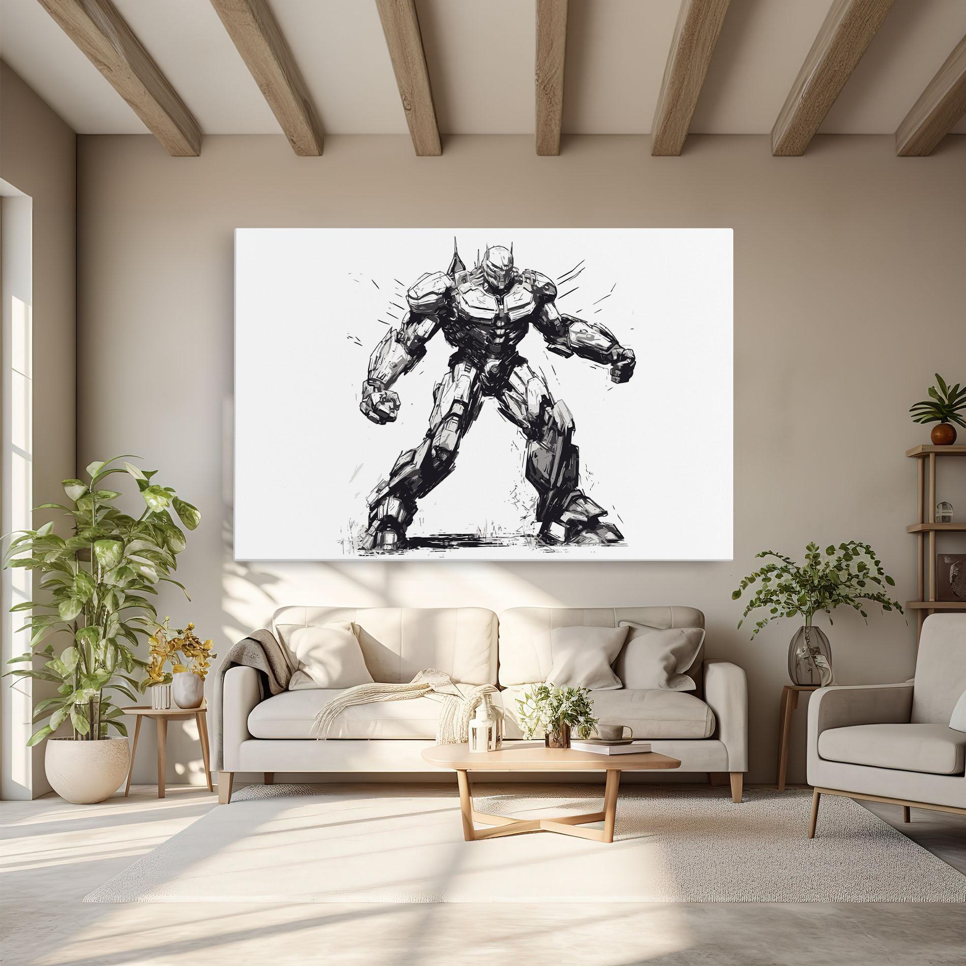 Картина на платно Grey White Robot mockup 6