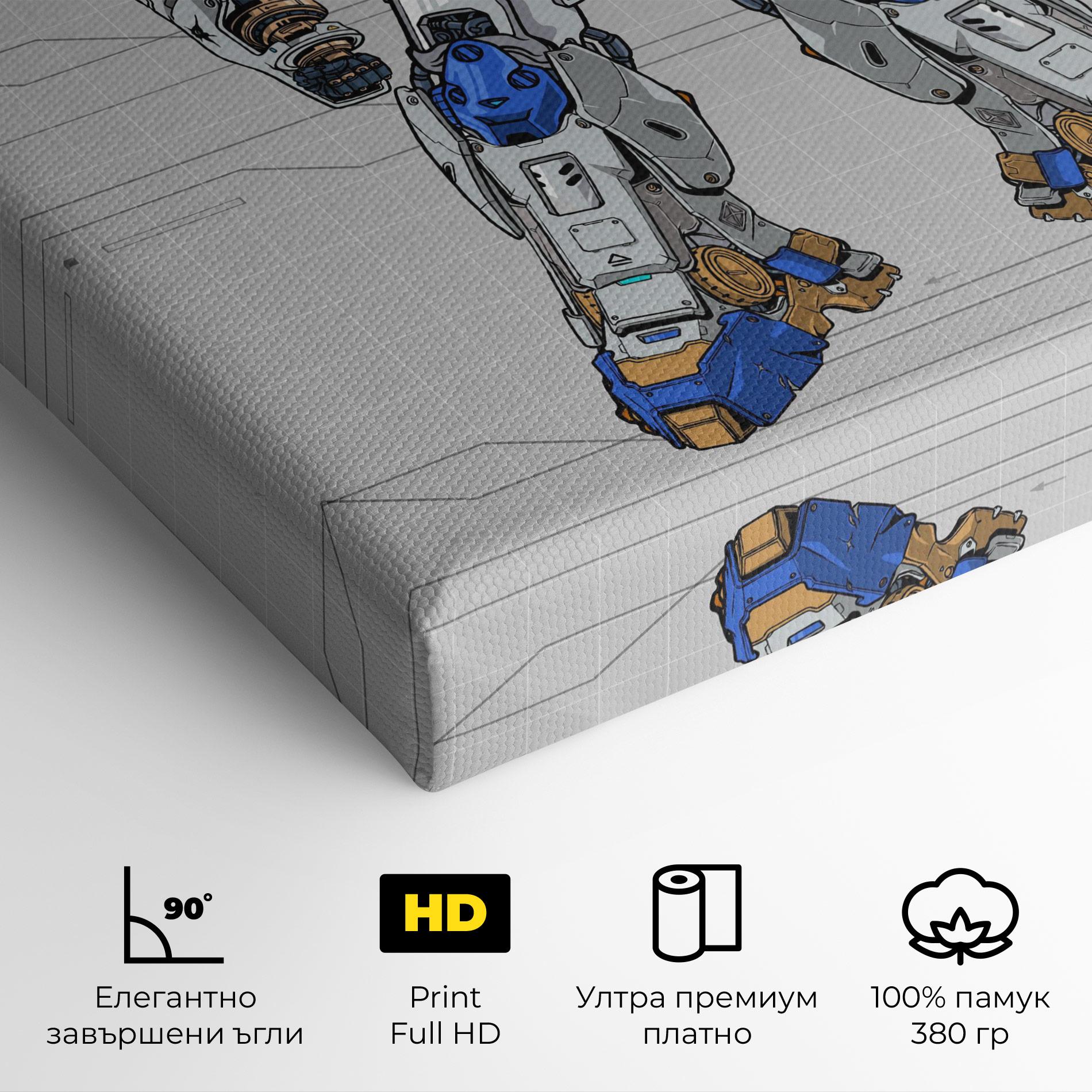 Картина на платно Blue Yellow Robot mockup 4