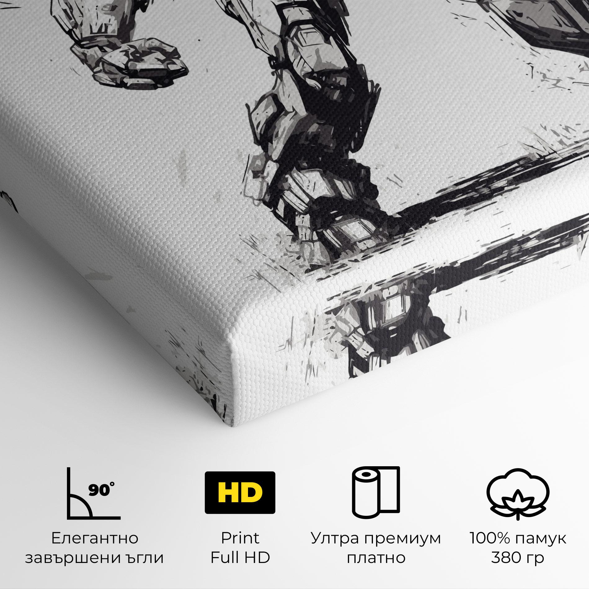 Картина на платно Grey White Robot mockup 4