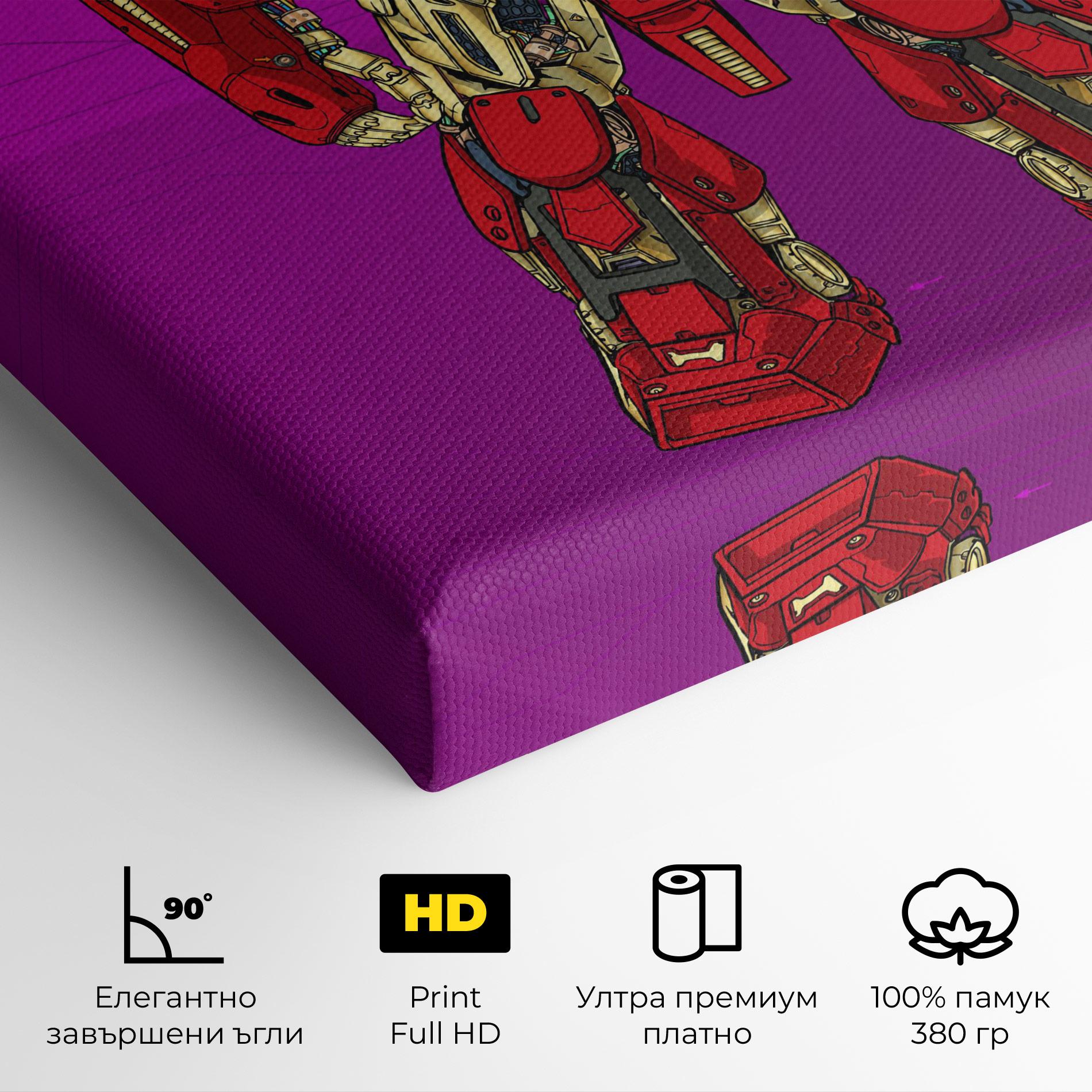 Картина на платно Red Cream Robot mockup 4