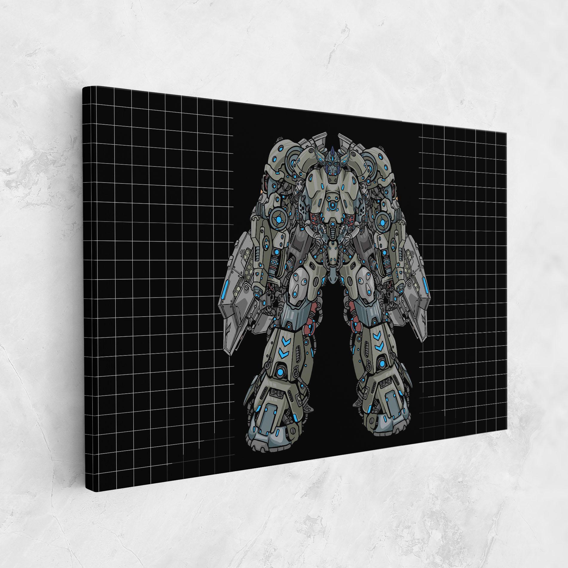 Картина на платно Grey Blue Robot mockup 1