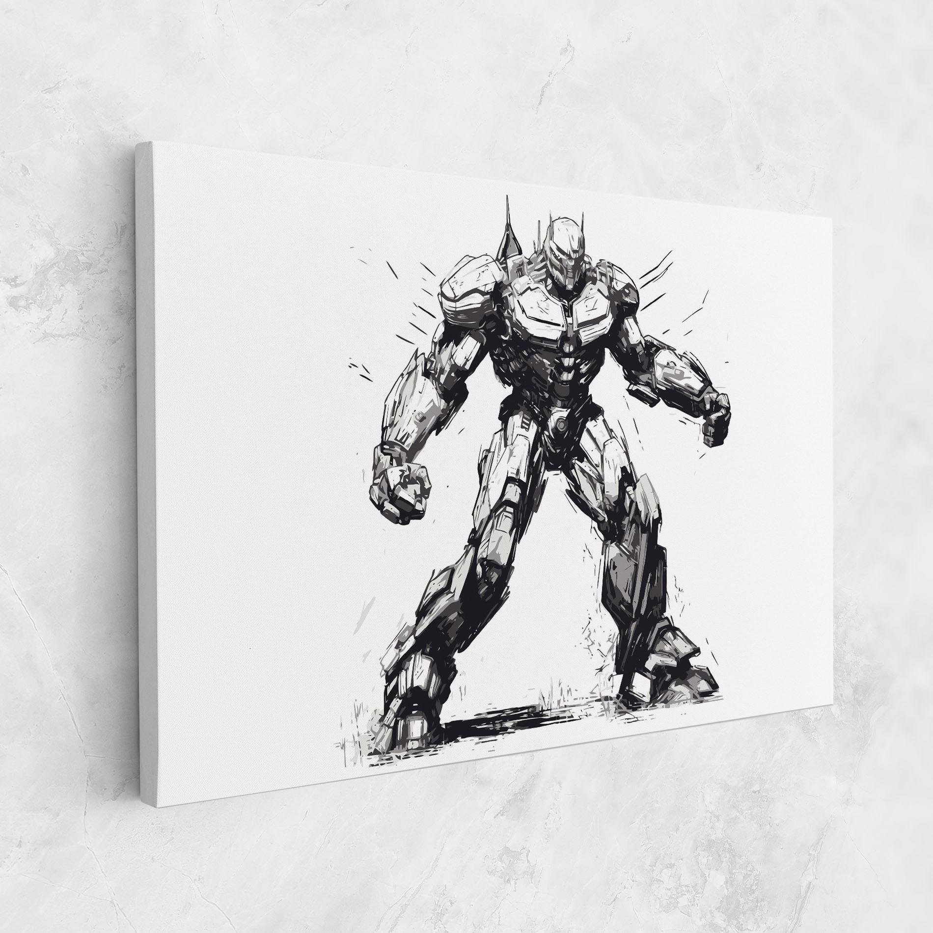 Картина на платно Grey White Robot mockup 1