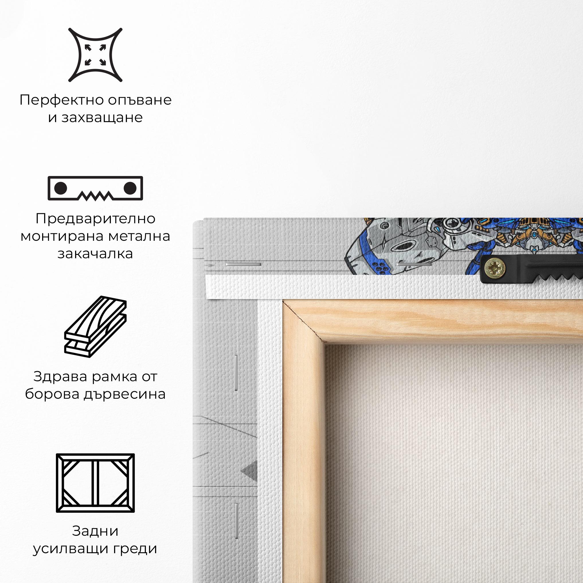 Картина на платно Blue Yellow Robot mockup 5