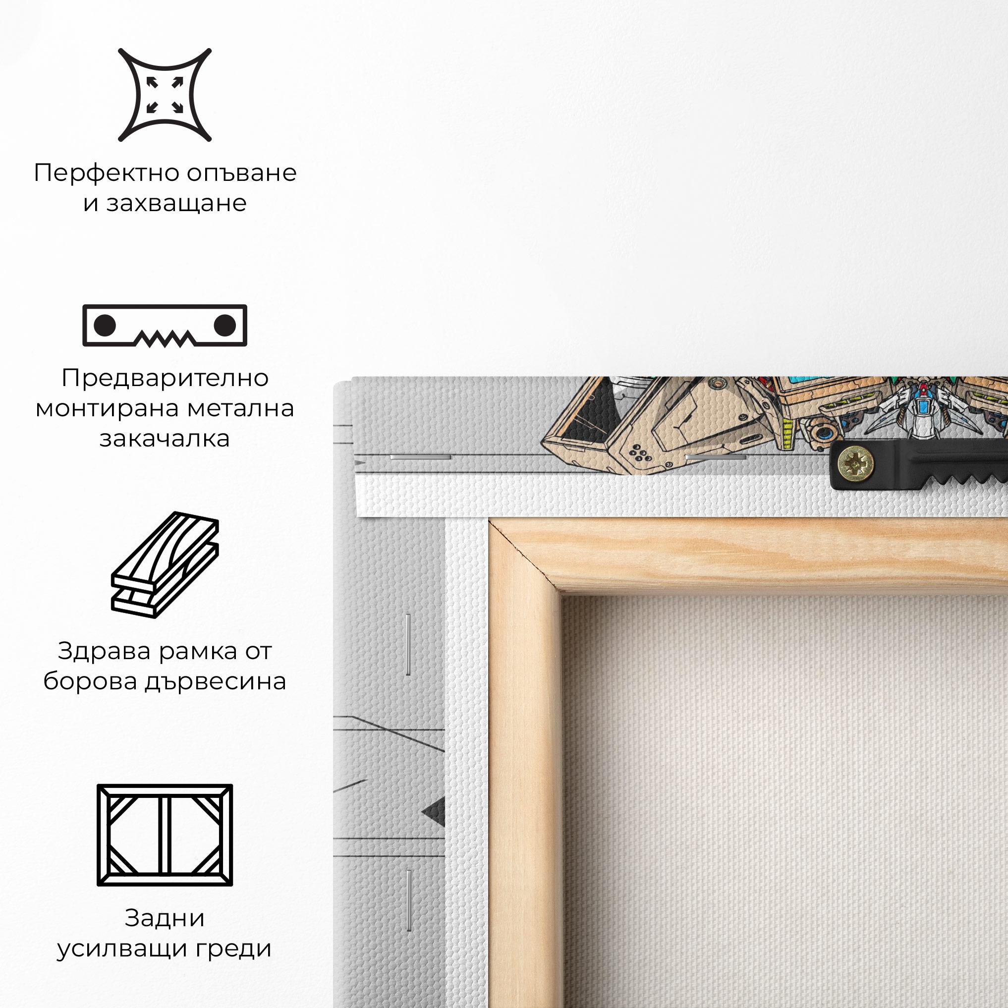 Картина на платно Cream Blue Robot mockup 5