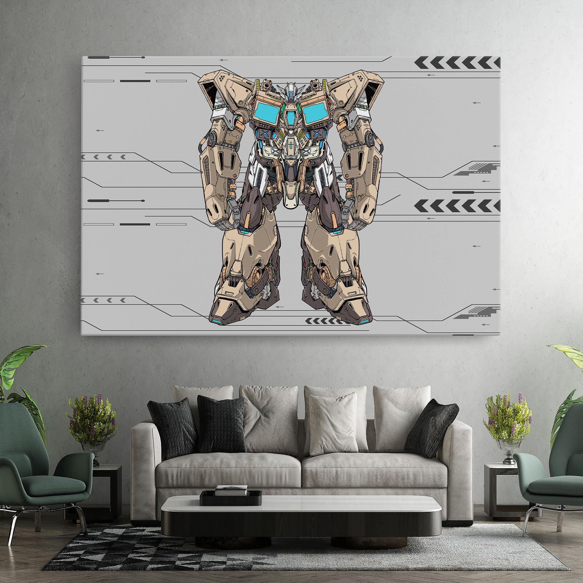 Картина на платно Cream Blue Robot mockup 7