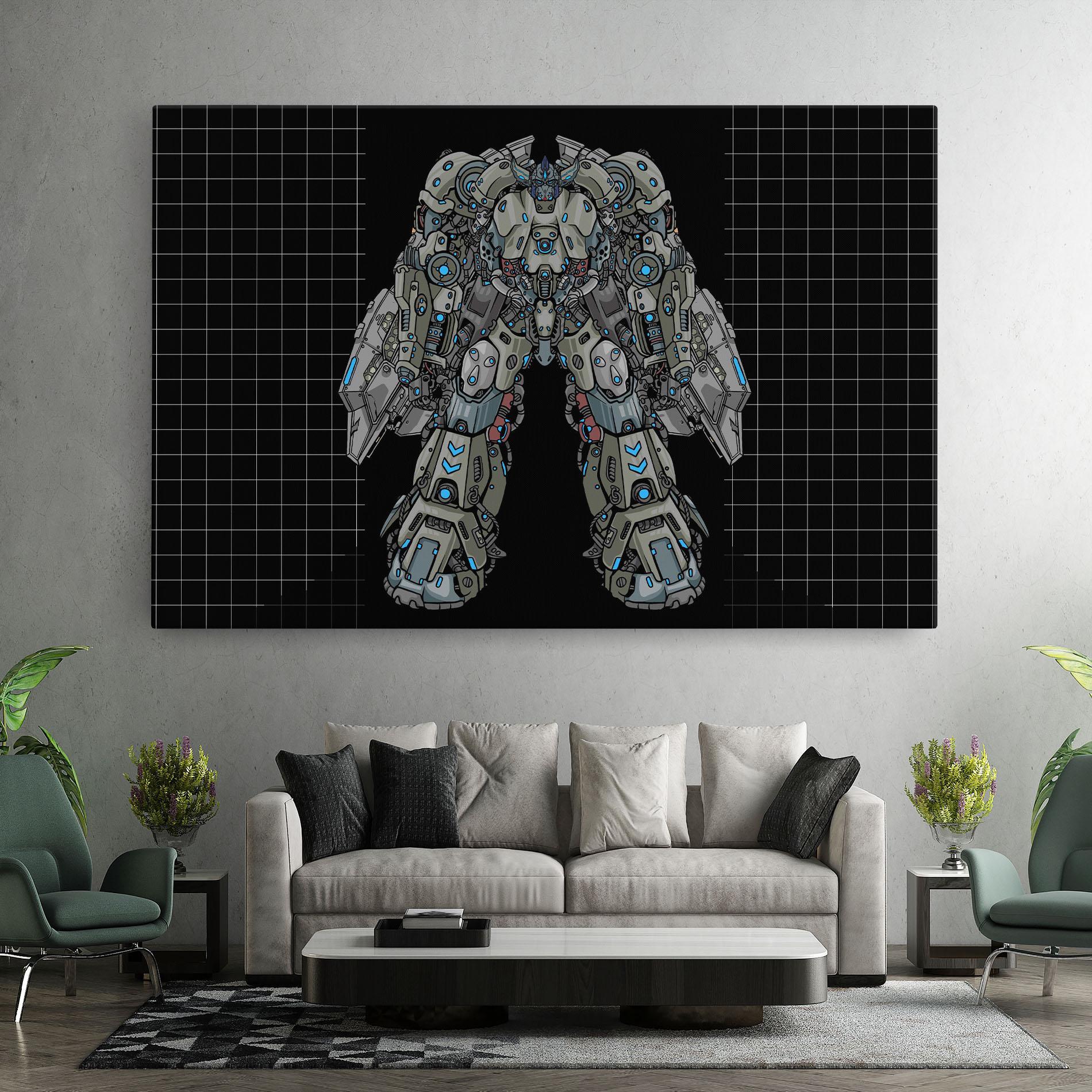 Картина на платно Grey Blue Robot mockup 7