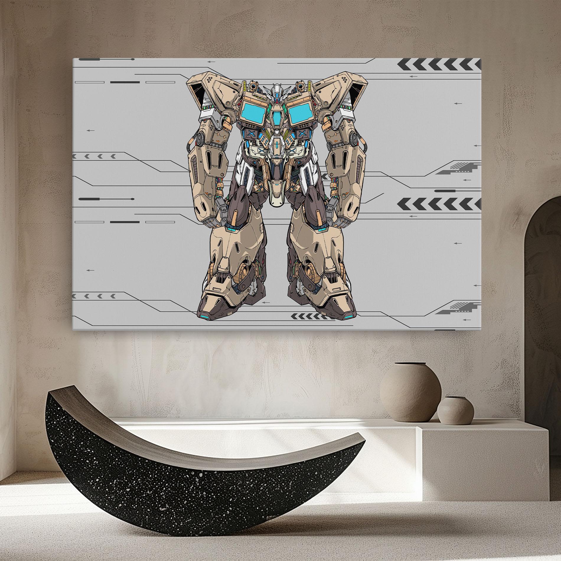 Картина на платно Cream Blue Robot mockup 8