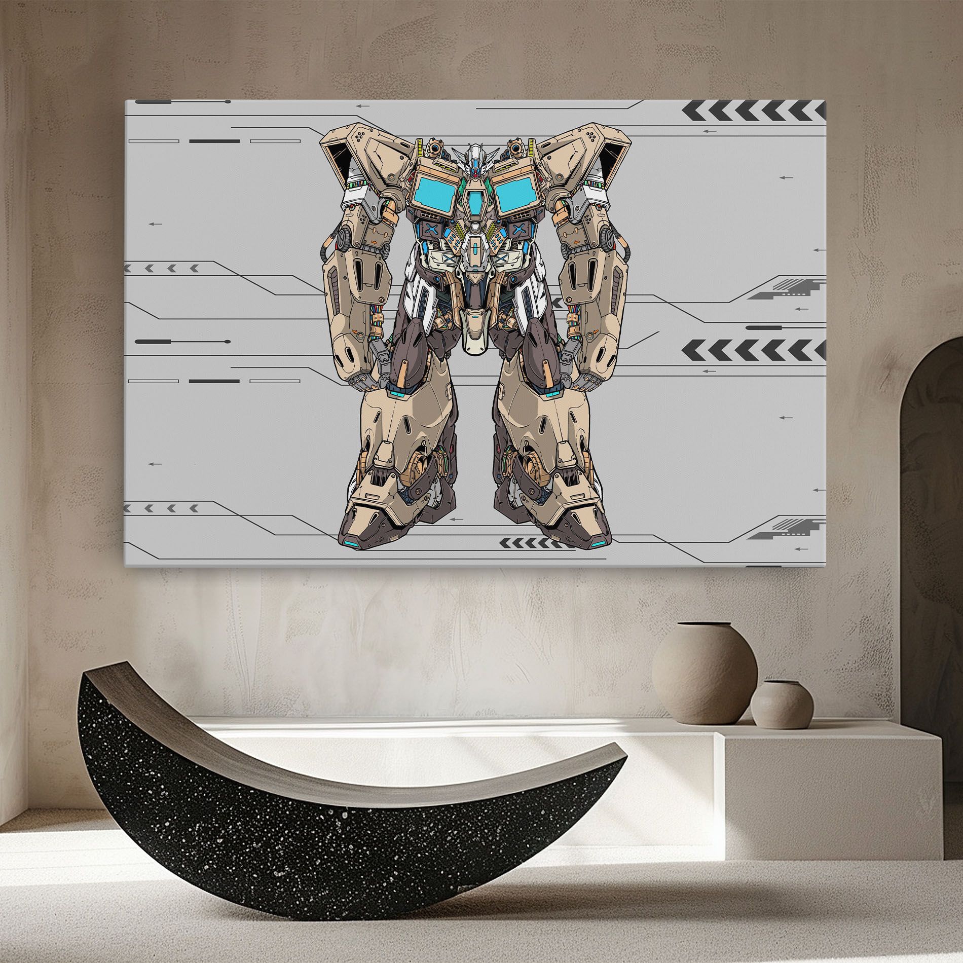 Cream Blue Robot mockup 8