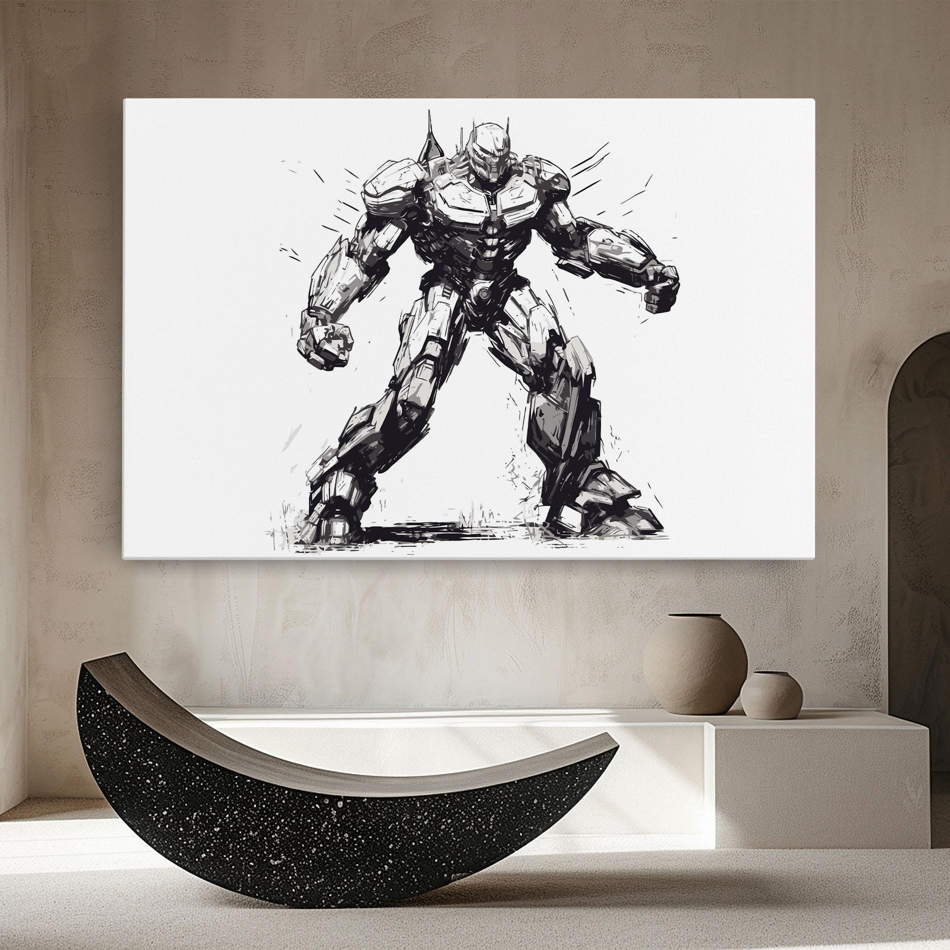 Картина на платно Grey White Robot mockup 8