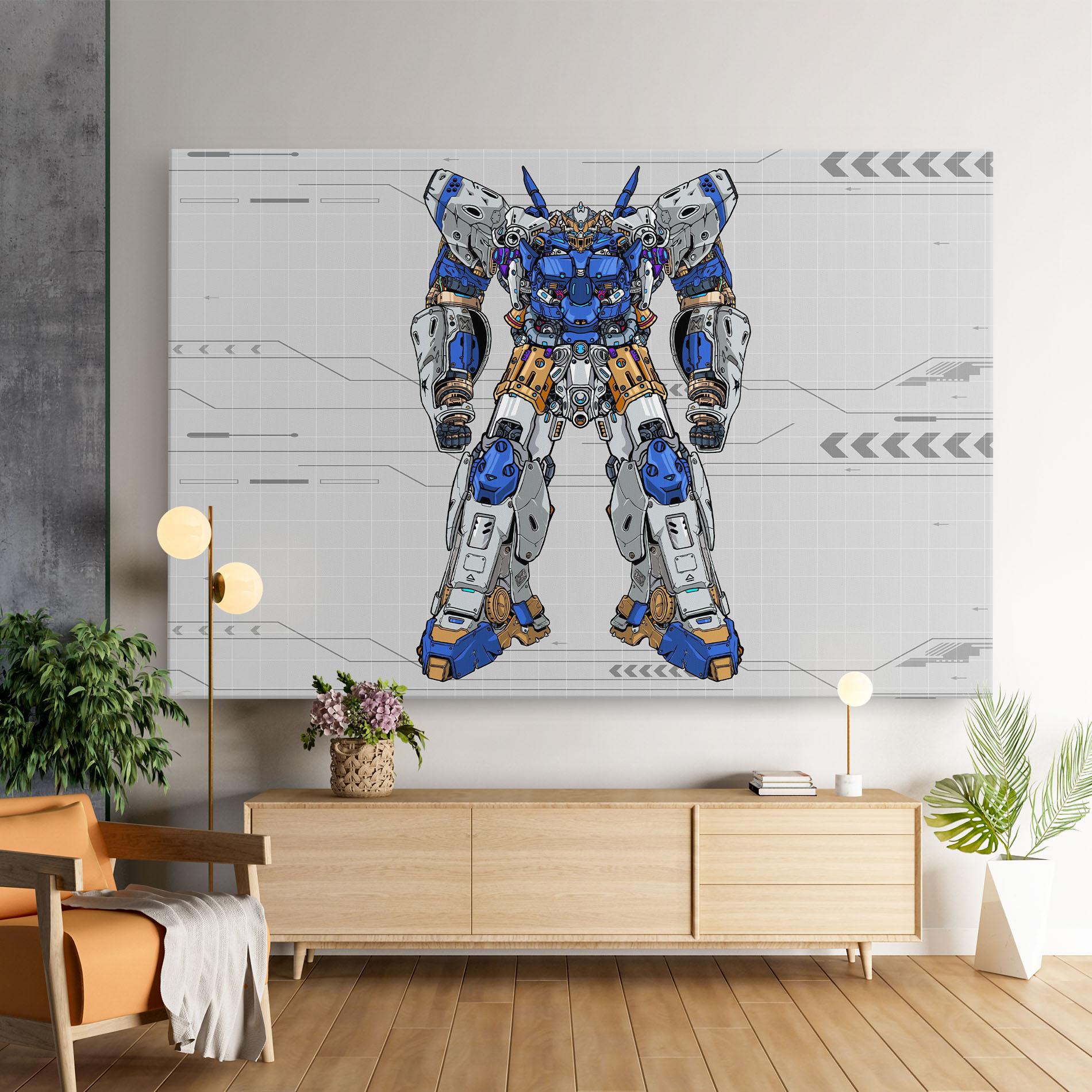 Картина на платно Blue Yellow Robot mockup 9