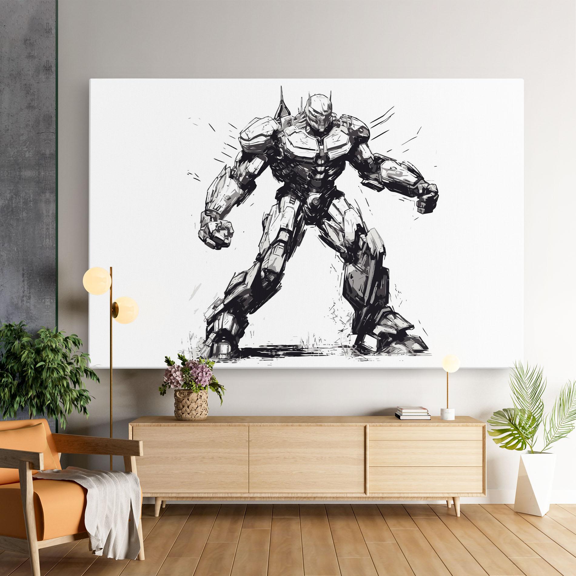 Картина на платно Grey White Robot mockup 9