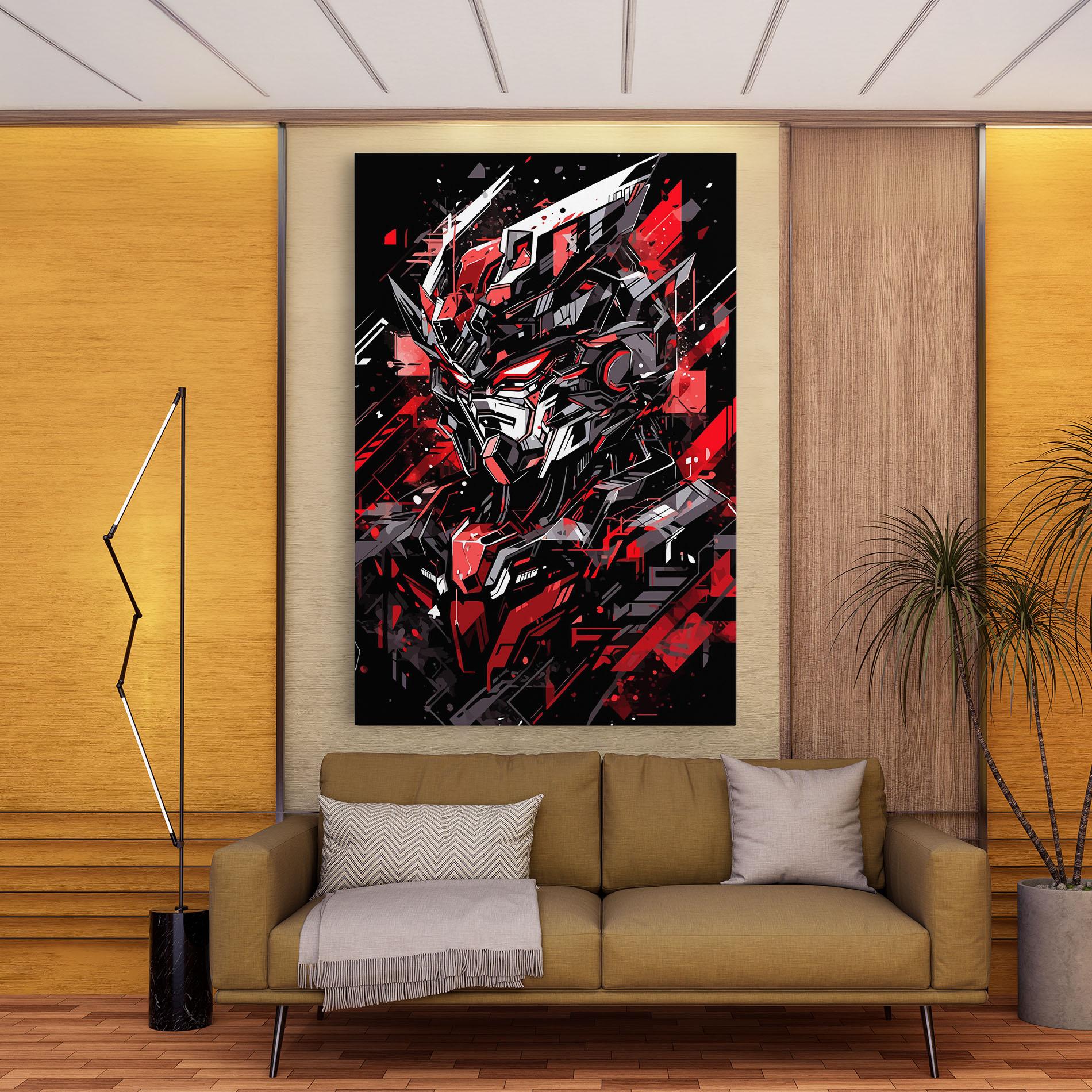 Картина на платно Red Grey Robot mockup 9