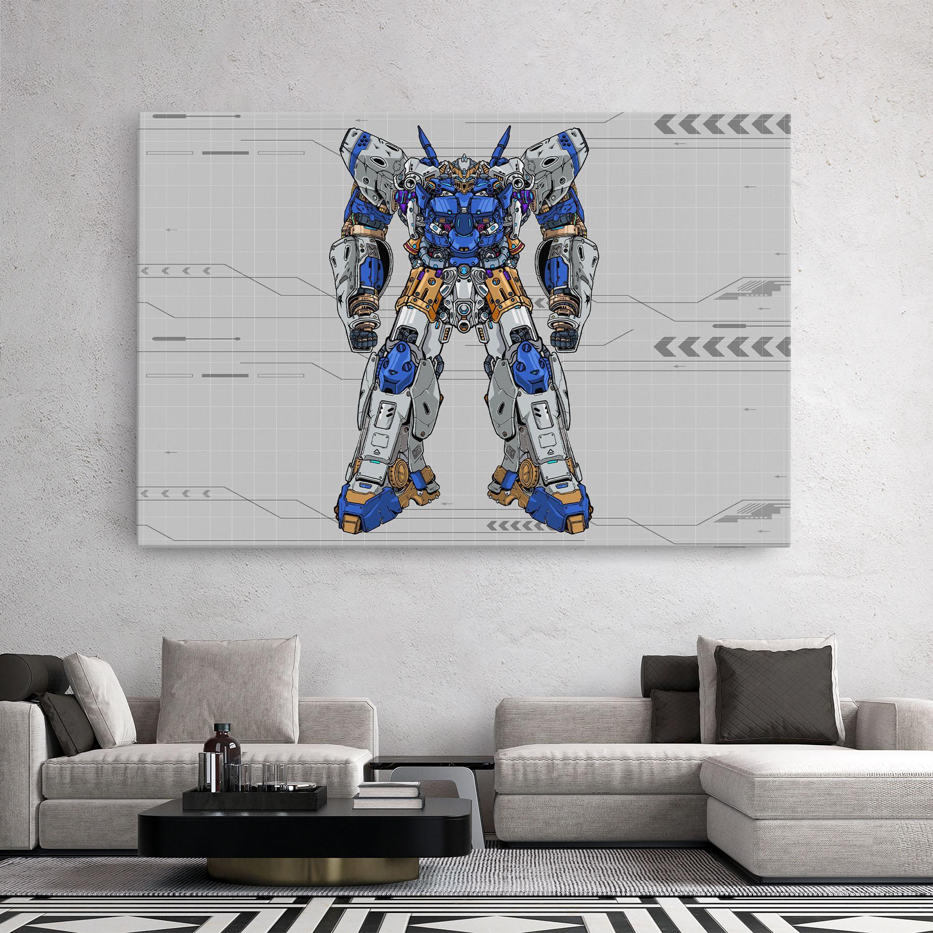 Картина на платно Blue Yellow Robot mockup 2