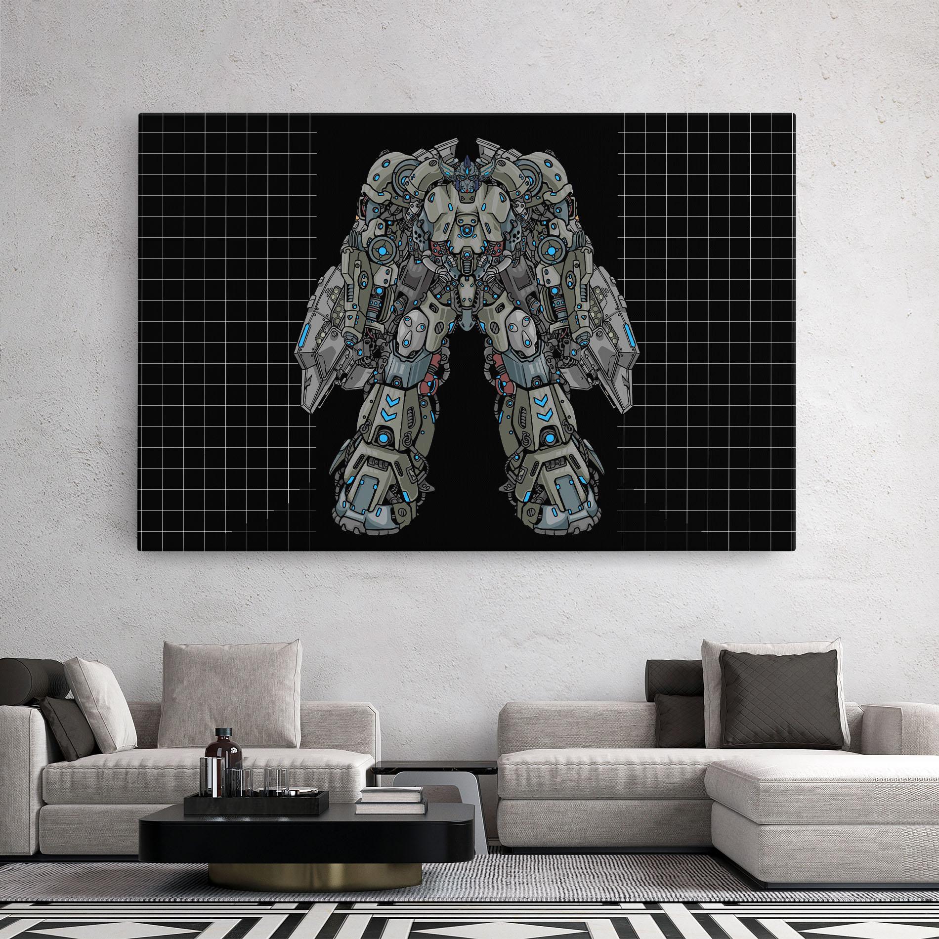 Картина на платно Grey Blue Robot mockup 2