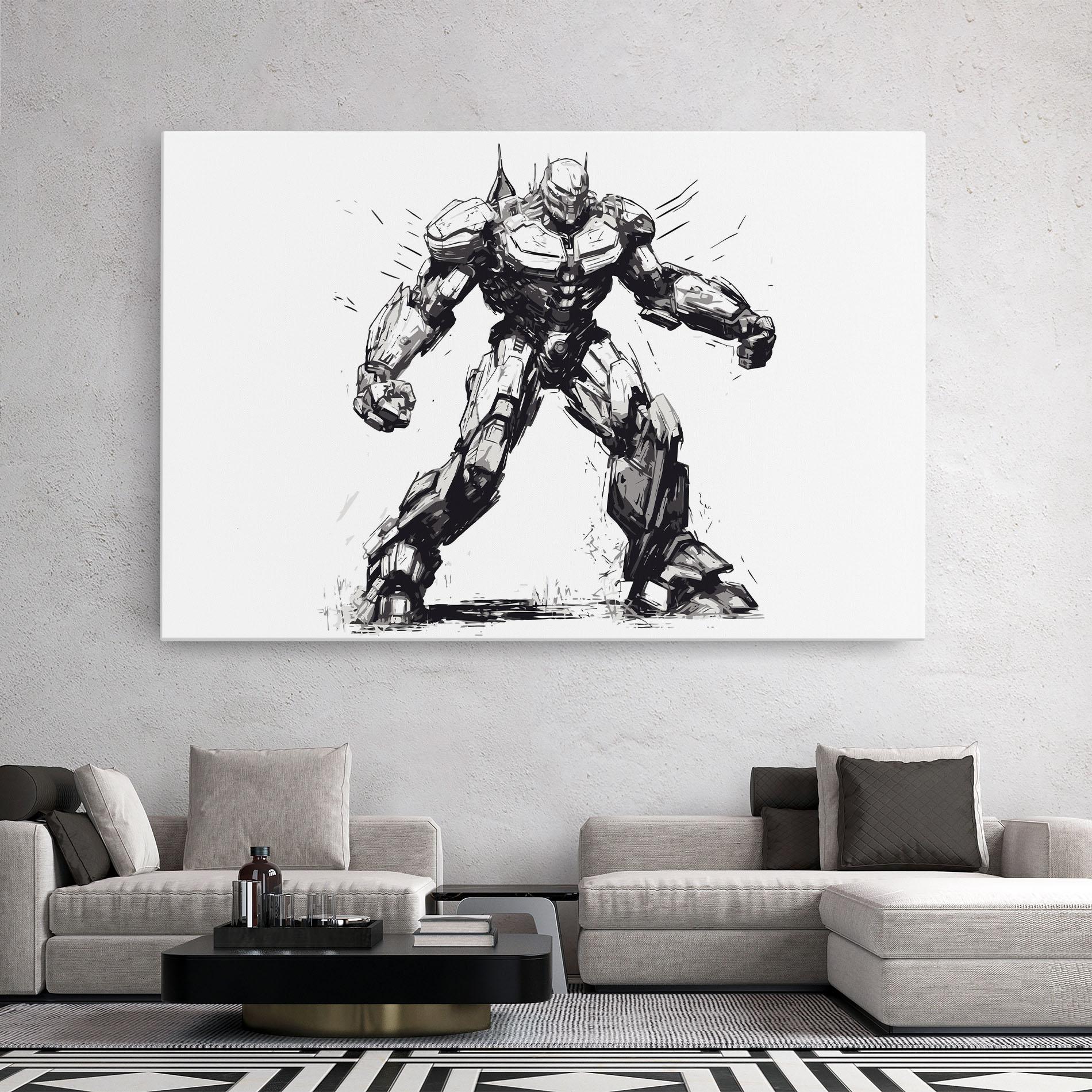 Картина на платно Grey White Robot mockup 2