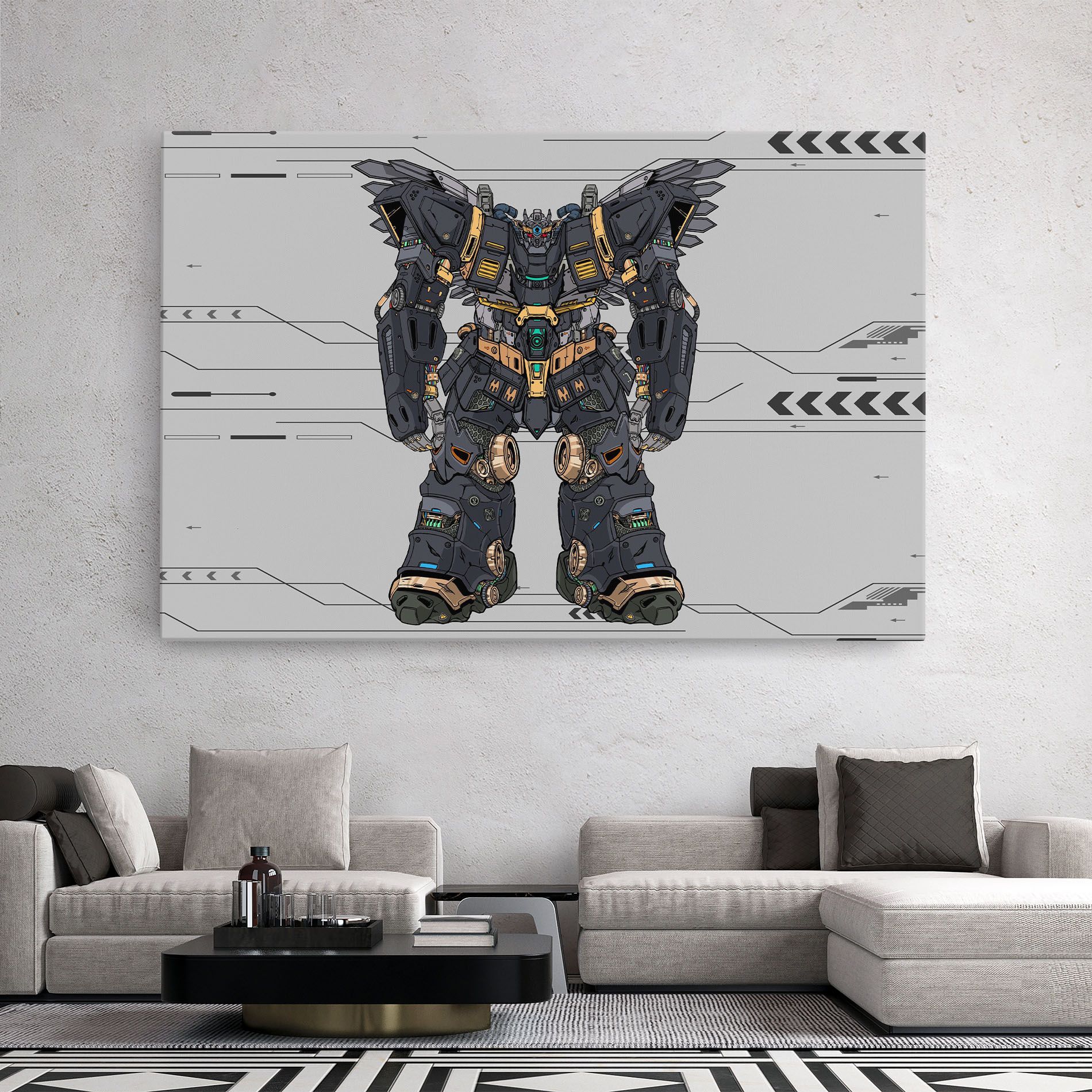 Grey Yelloy Robot mockup 2