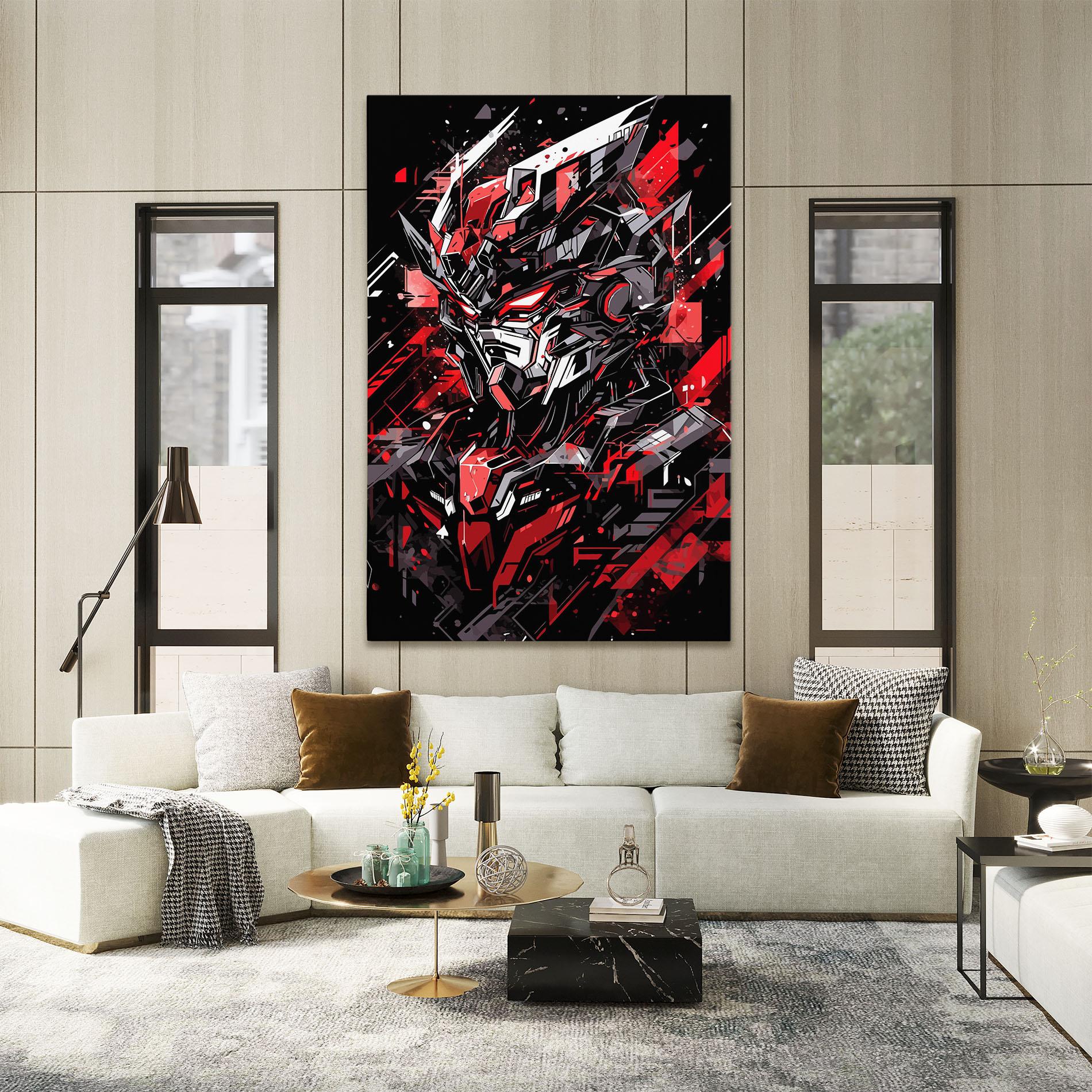 Картина на платно Red Grey Robot mockup 2
