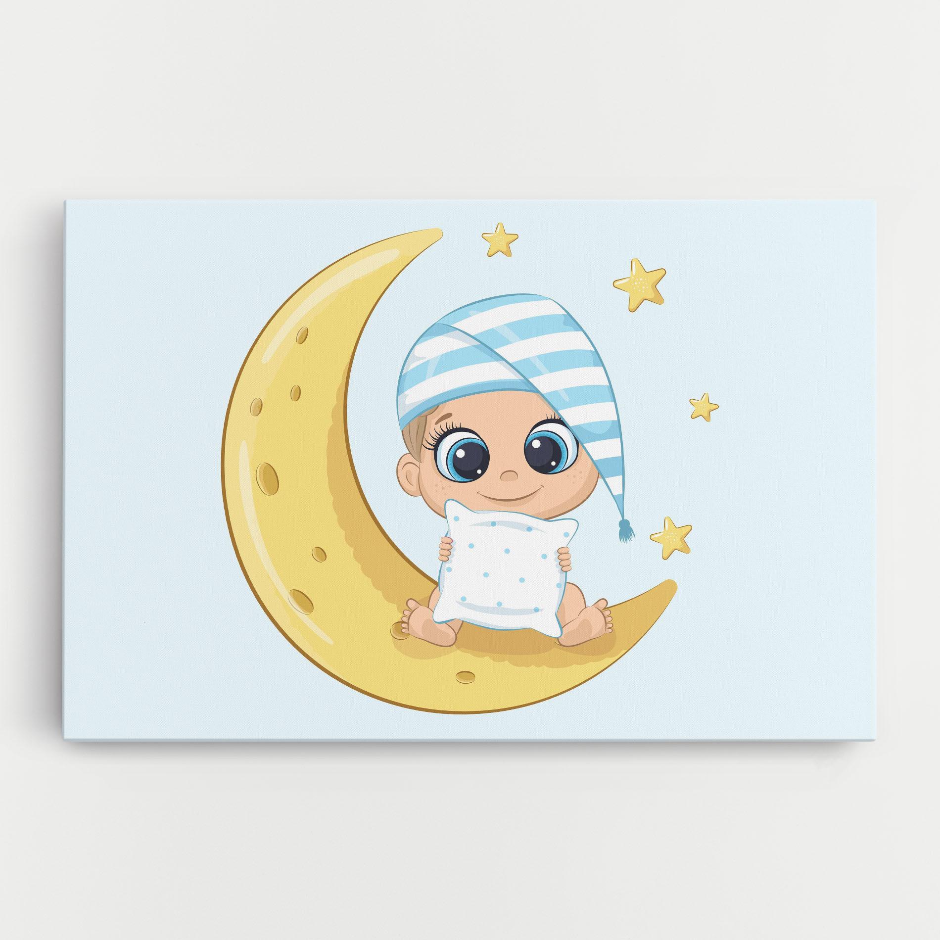 Картина на платно Baby On Moon mockup 0