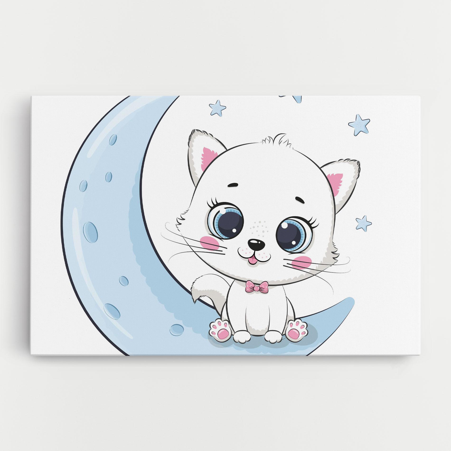 Картина на платно Blue Moon Cat mockup 0