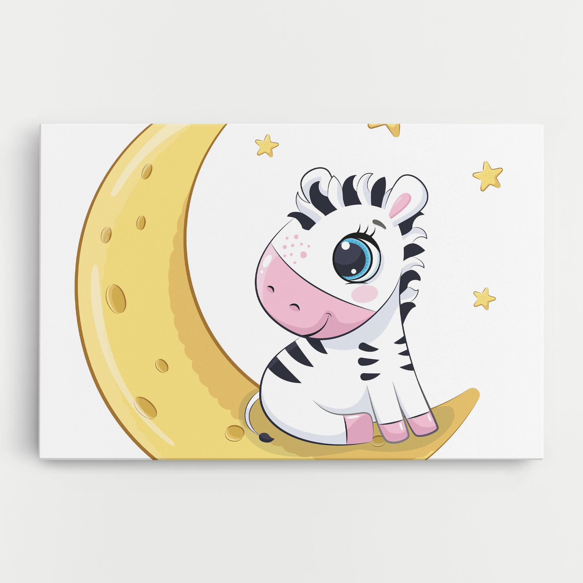 Картина на платно Cute Zebra Moon mockup 0