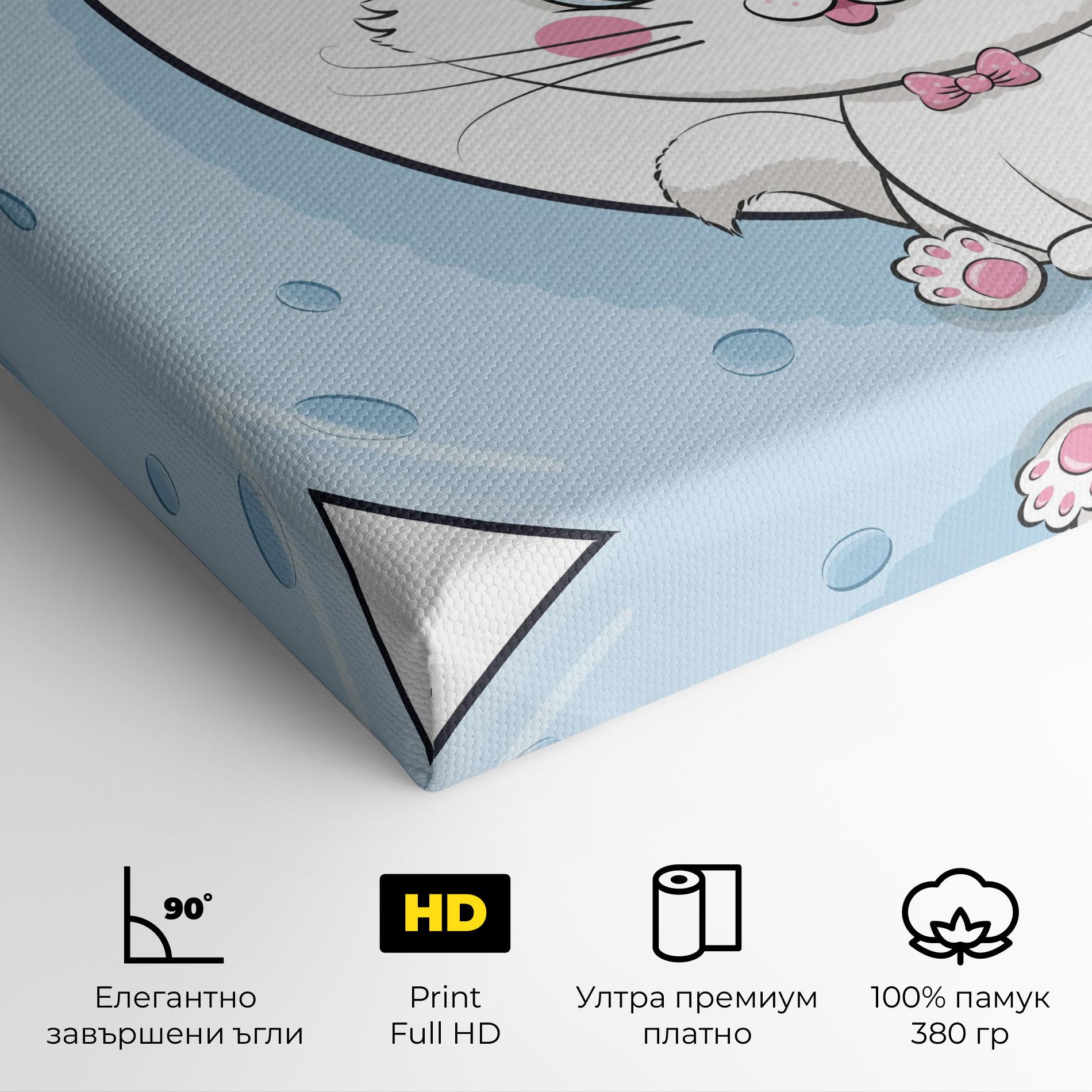 Картина на платно Blue Moon Cat mockup 4