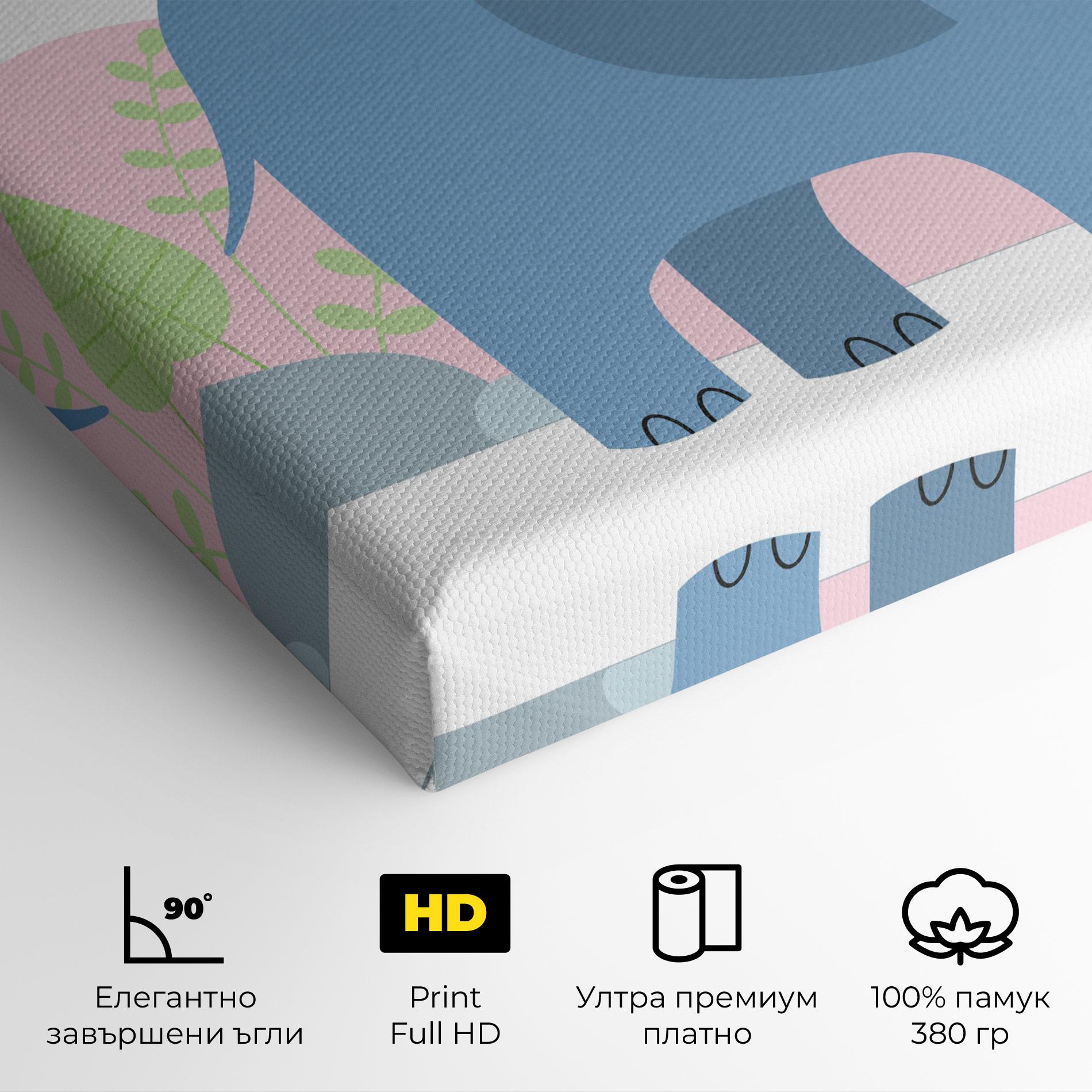 Картина на платно Leaf Cute Elephant mockup 4