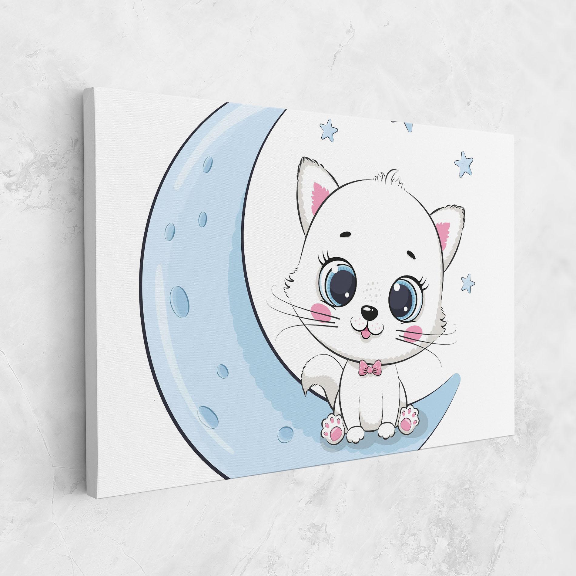 Картина на платно Blue Moon Cat mockup 1