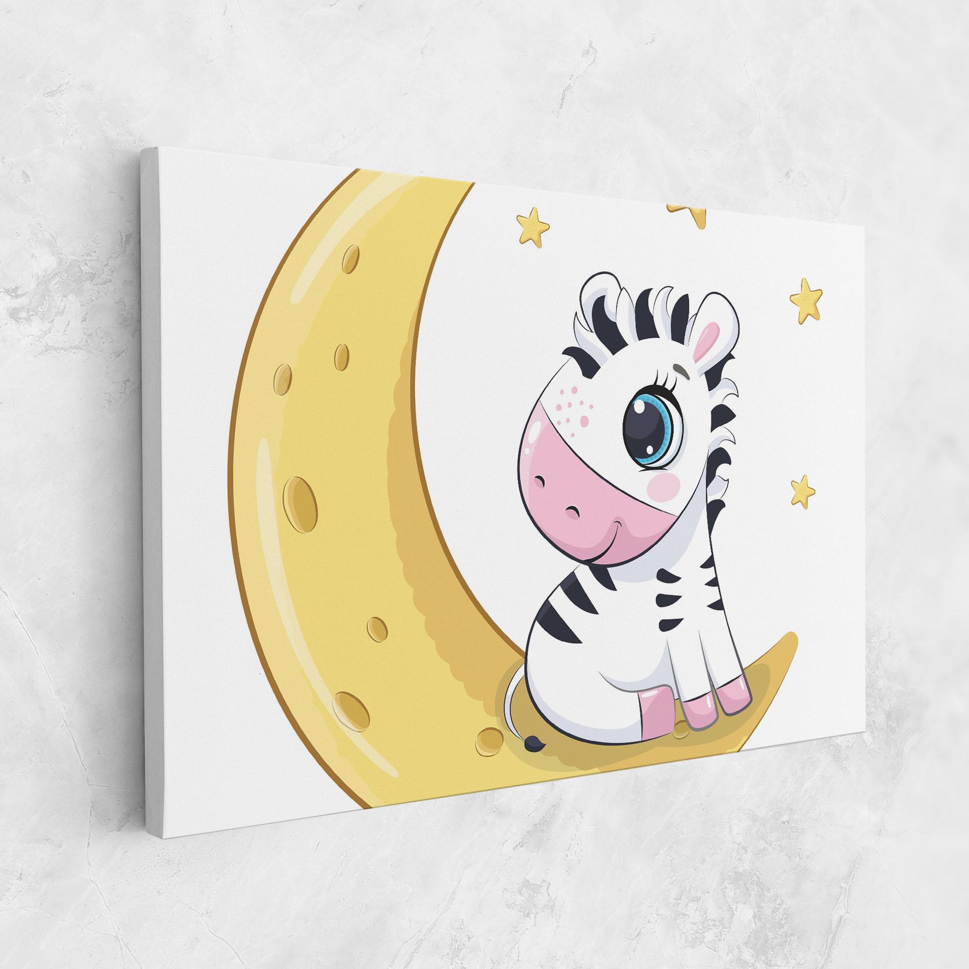 Картина на платно Cute Zebra Moon mockup 1