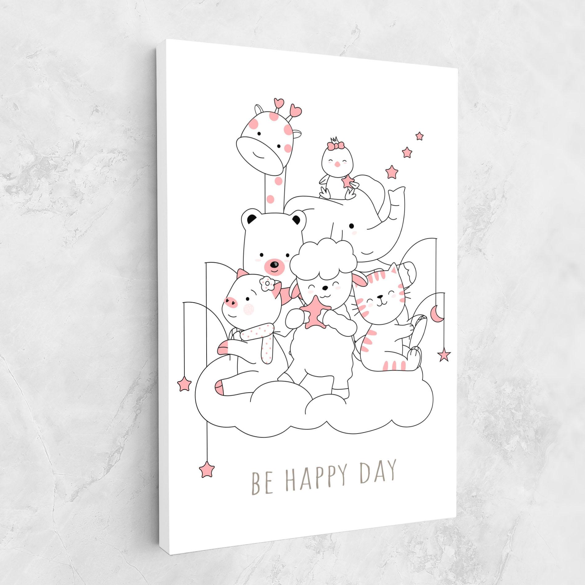 Картина на платно Be Happy Day mockup 1