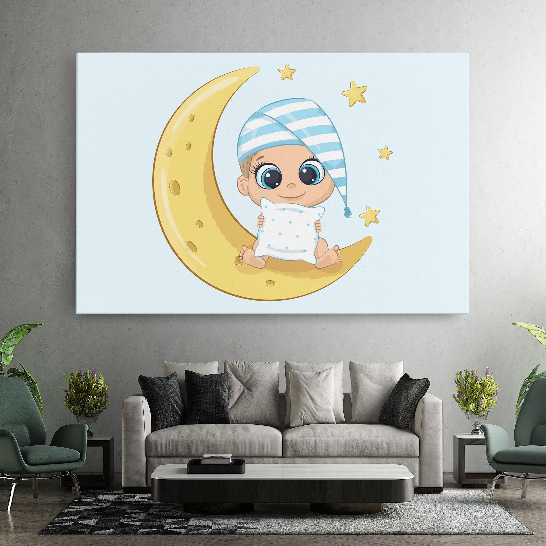 Картина на платно Baby On Moon mockup 7