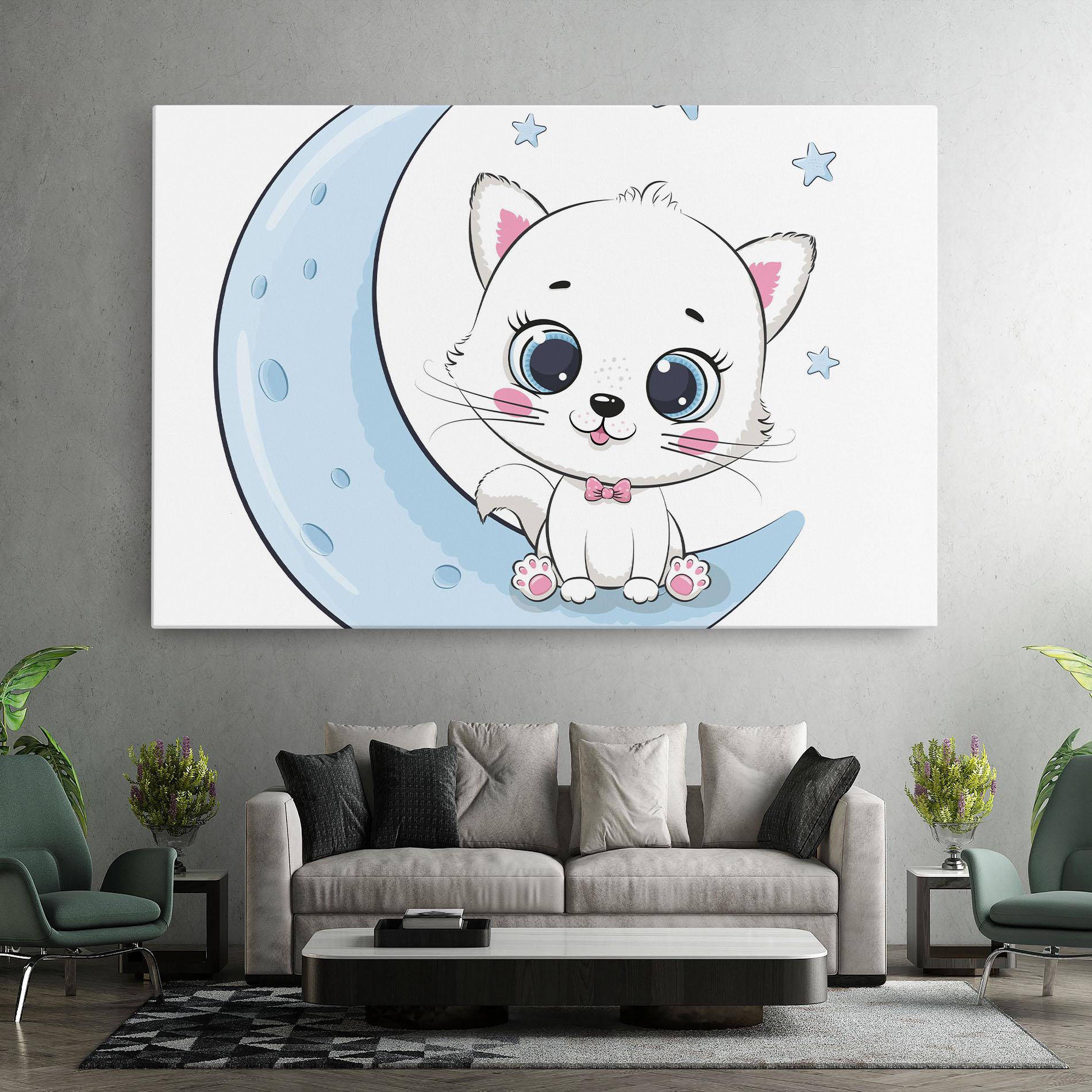 Картина на платно Blue Moon Cat mockup 7