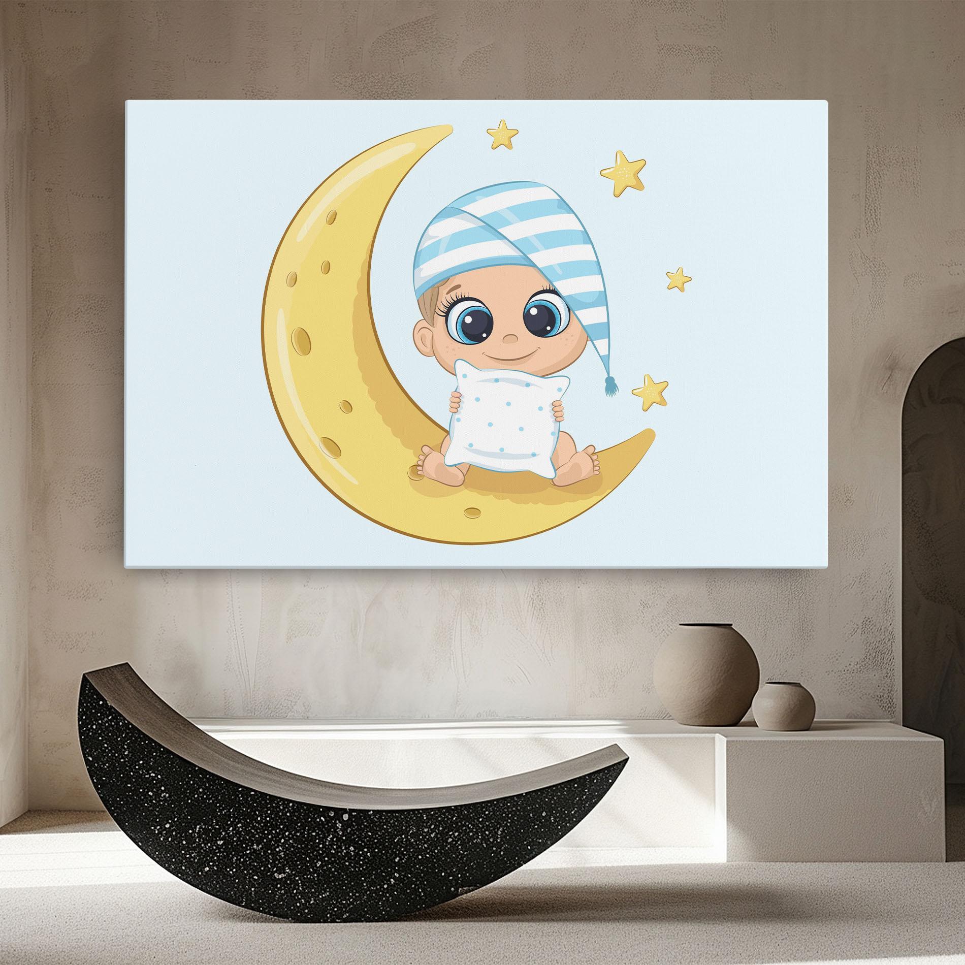 Картина на платно Baby On Moon mockup 8
