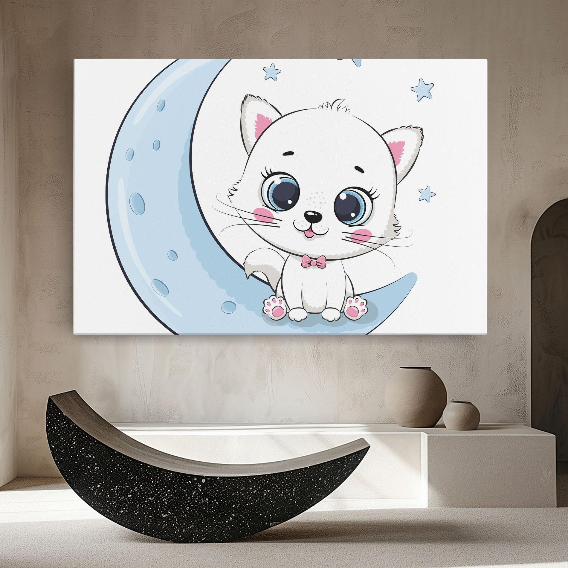 Картина на платно Blue Moon Cat mockup 8