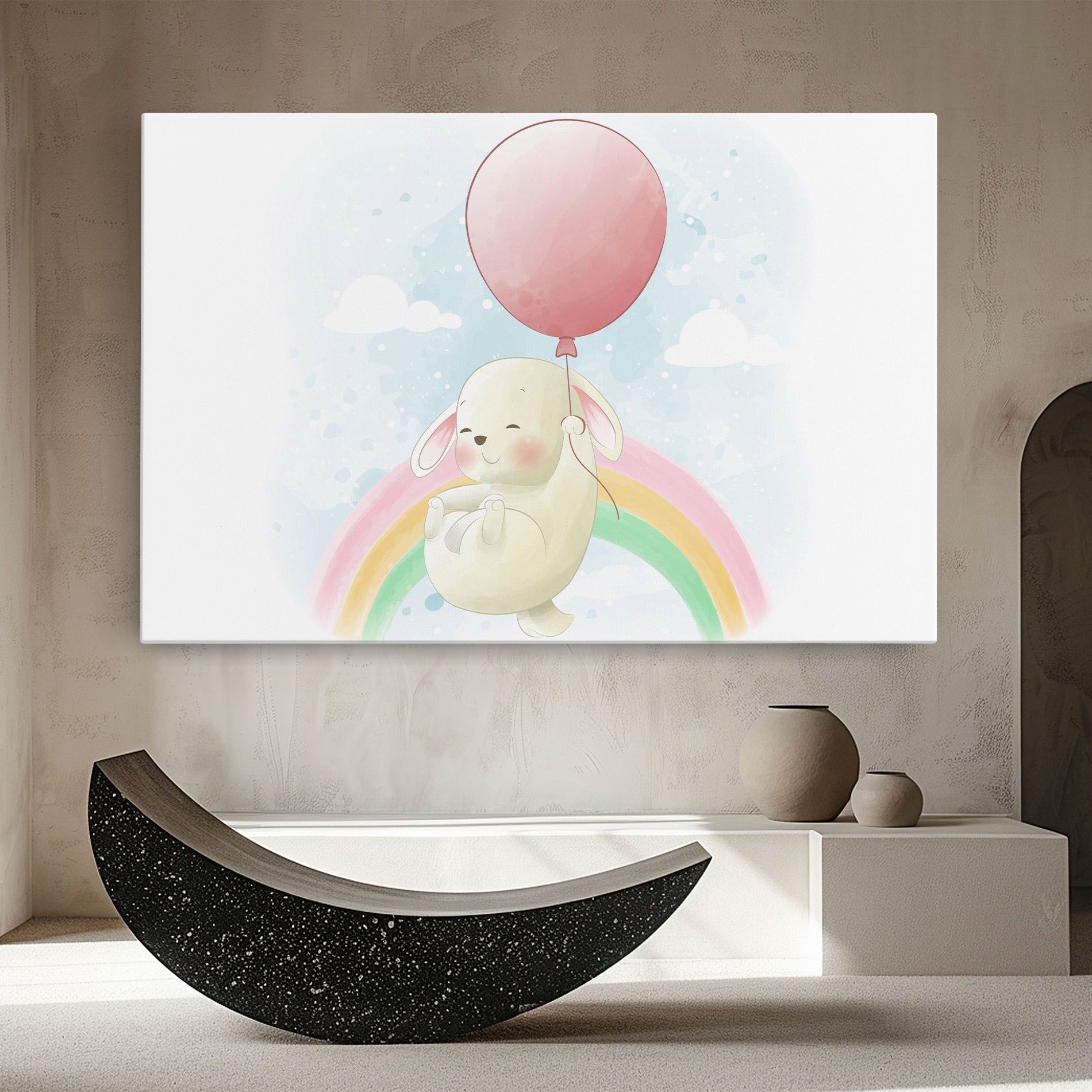 Rainbow Bunny Art mockup 8