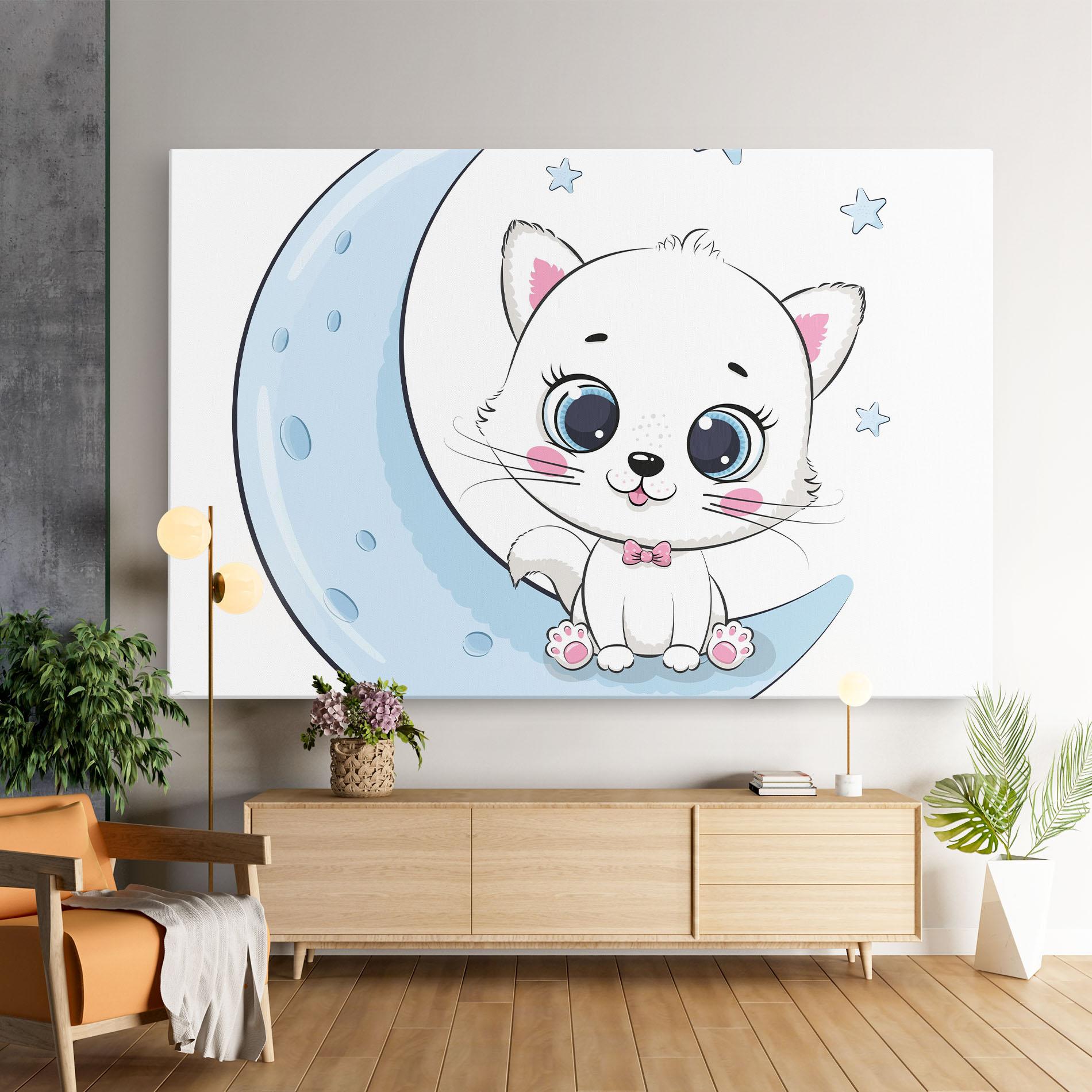 Картина на платно Blue Moon Cat mockup 9