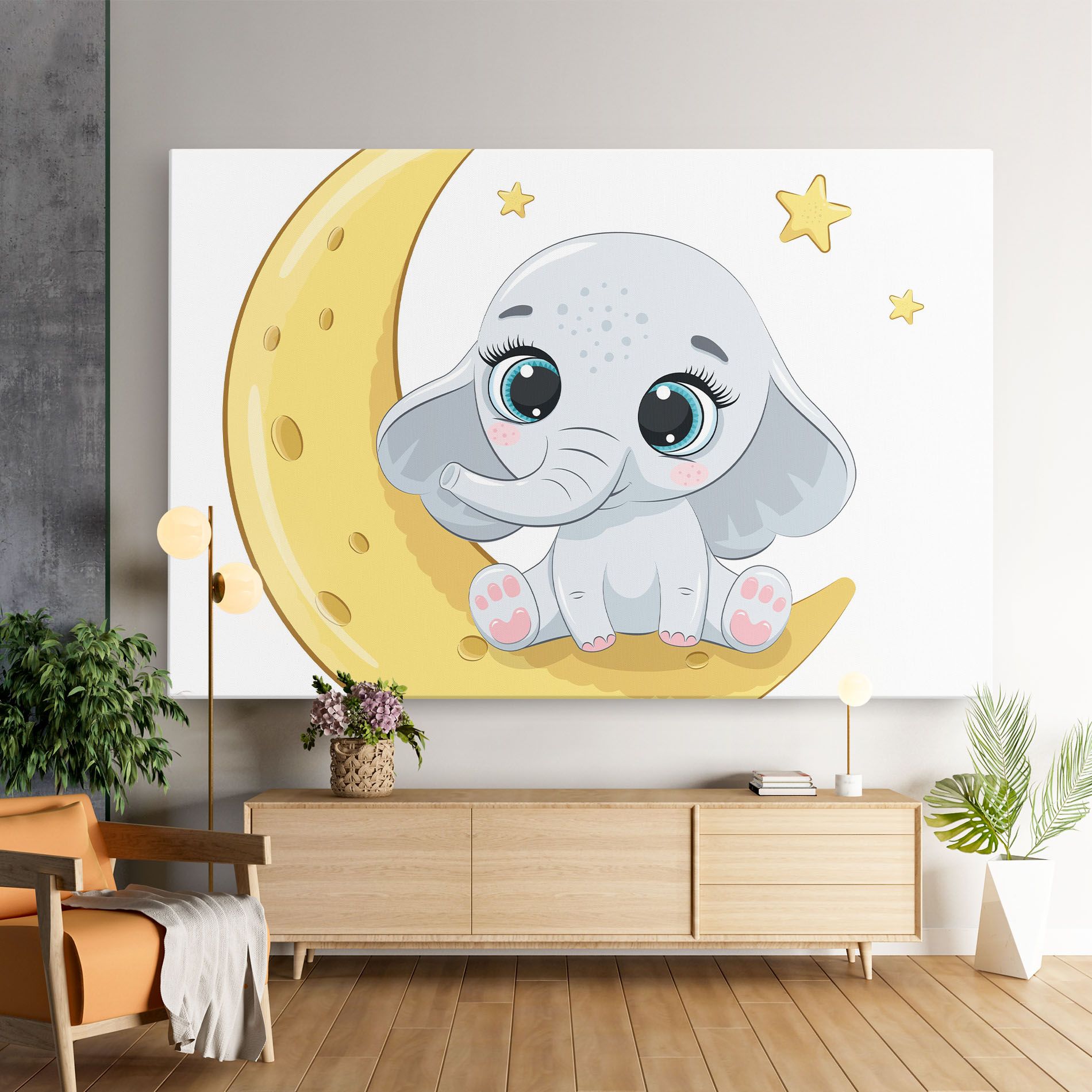 Cute Elephant Moon mockup 9